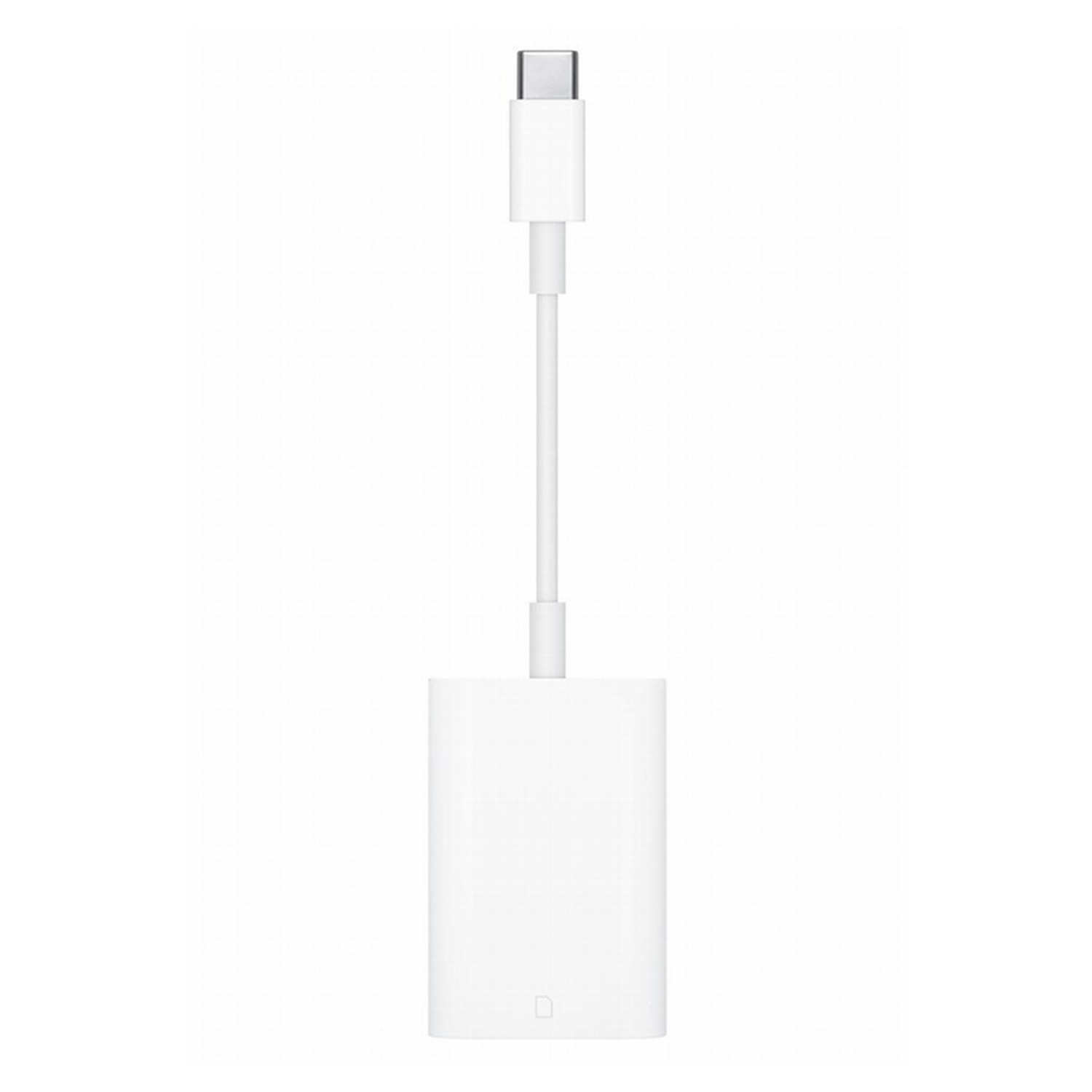 Ein weißer USB-C-Adapter mit einem Kabel, das zu einem Stecker führt.