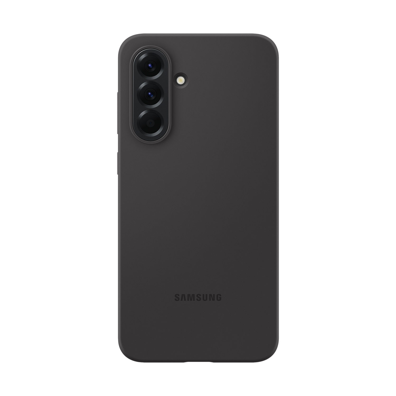 Dunkelgraues Samsung Handyhülle mit drei Kameralinsen und Blitz.