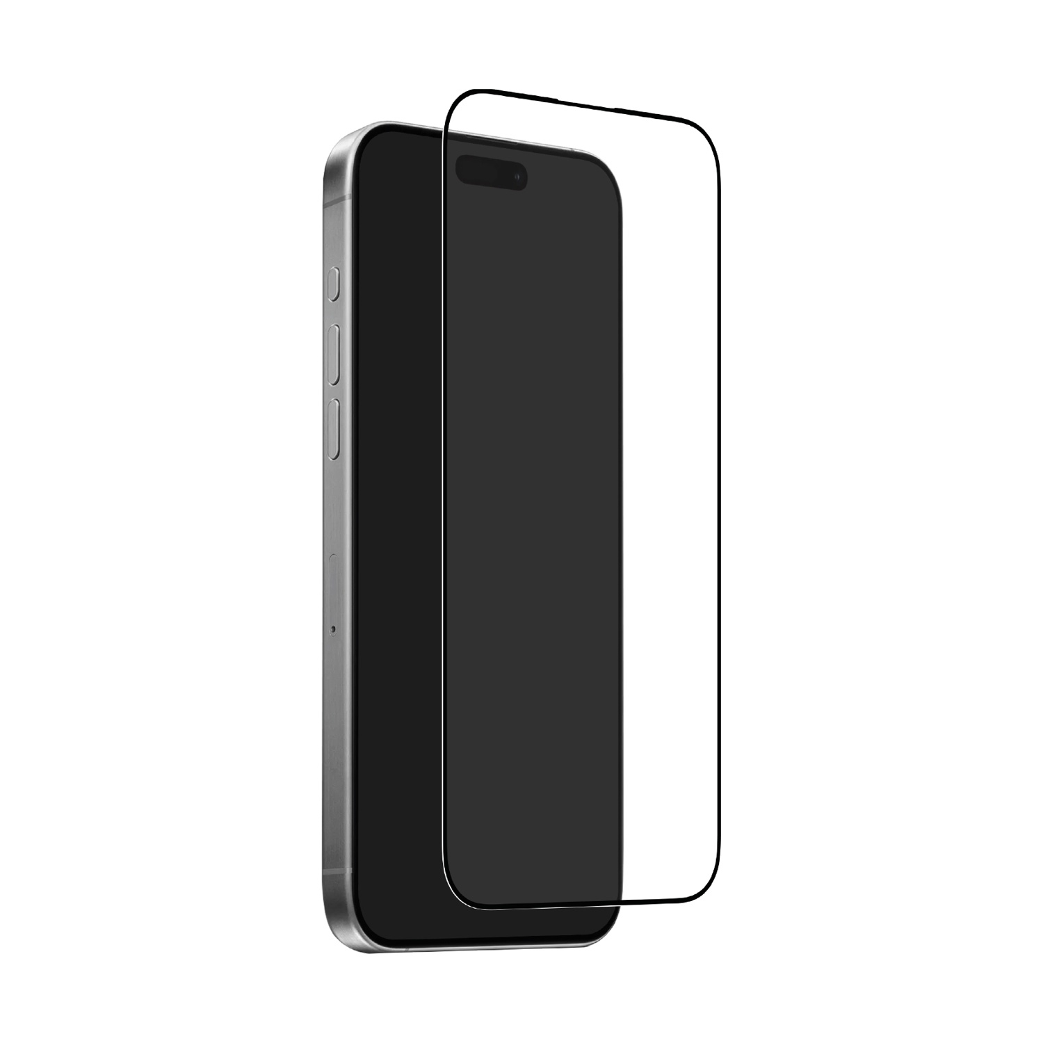 Srebrny smartfon z czarną osłoną ekranu obok.