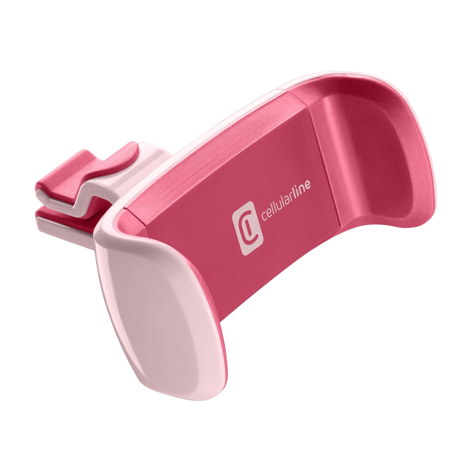 Supporto rosa per telefono da bocchetta auto con logo Cellularline.