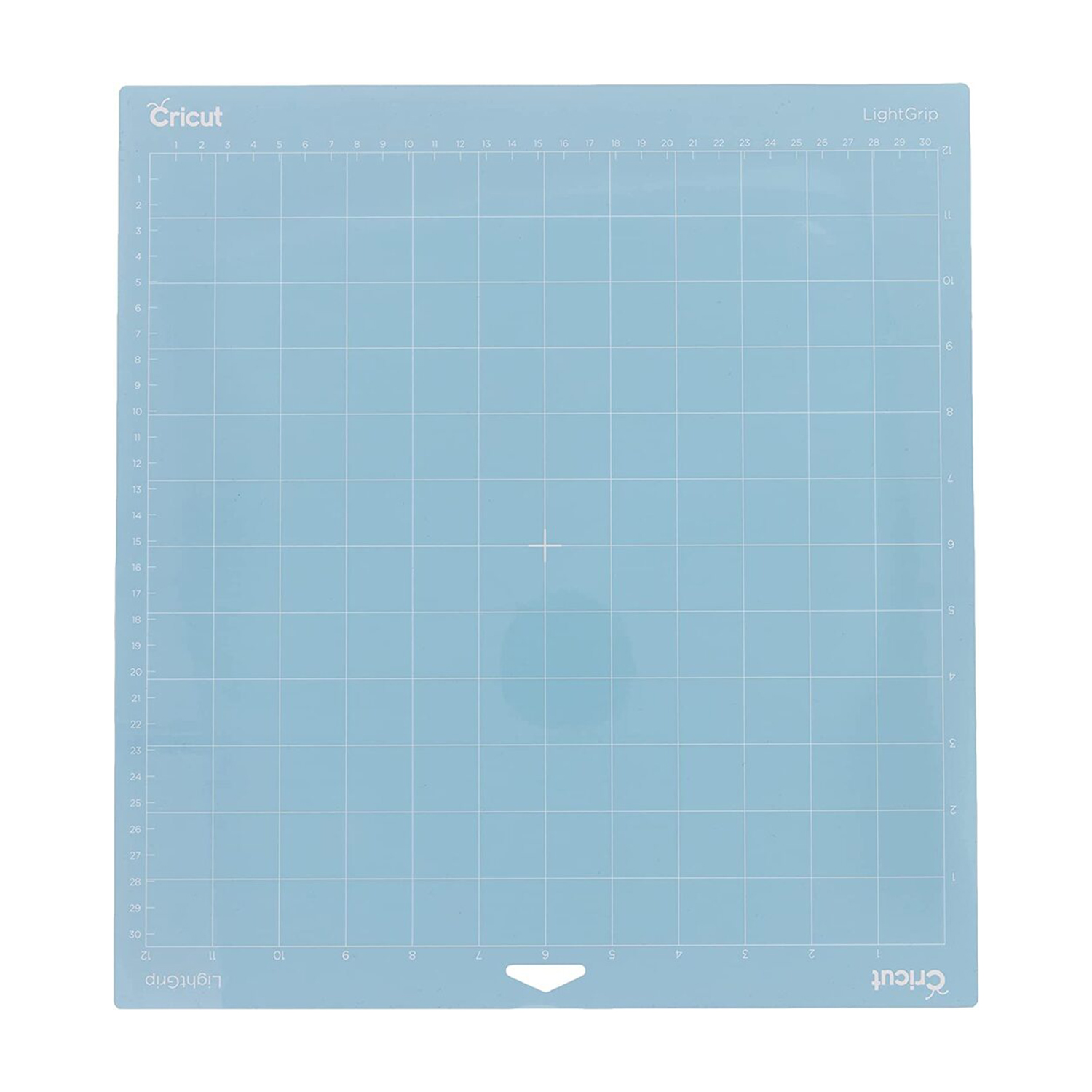 Eine hellblaue Schneidematte mit einem Gitter aus weißen Linien und Zahlen.