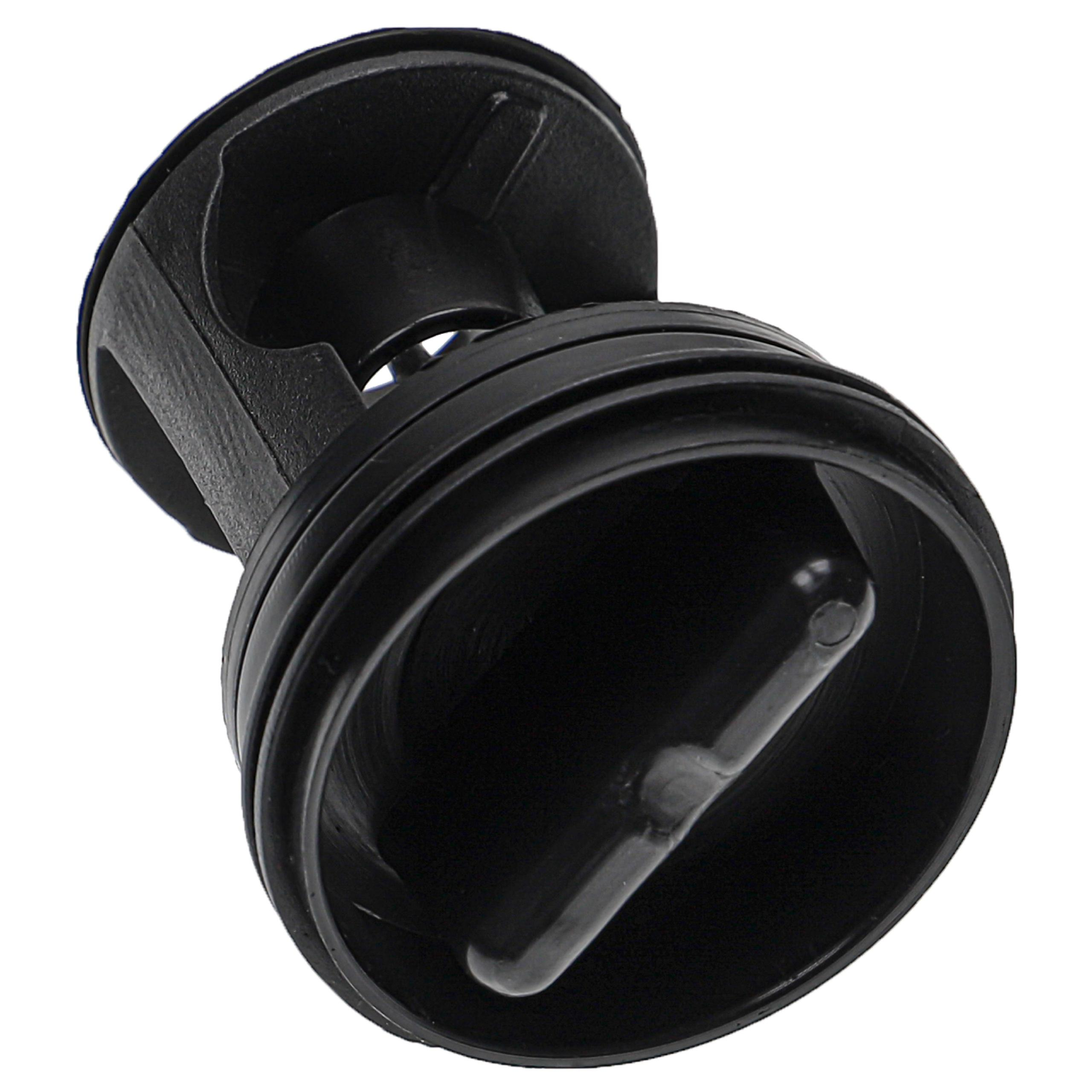 Ein schwarzer Plastikwasserfilter mit Rillen und einem inneren Stift.