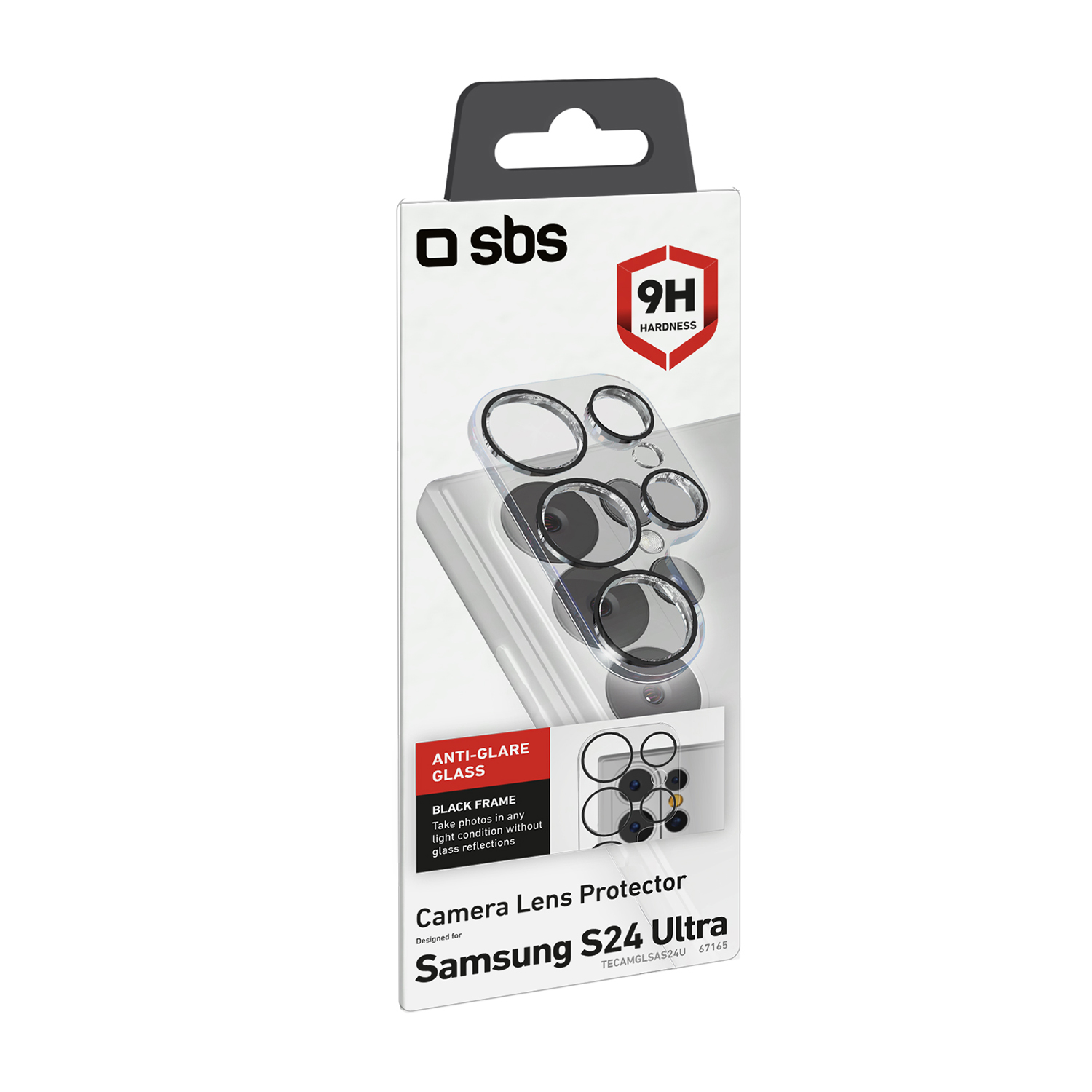Protector de lente de cámara SBS para Samsung S24 Ultra, dureza 9H, anti-reflejos.