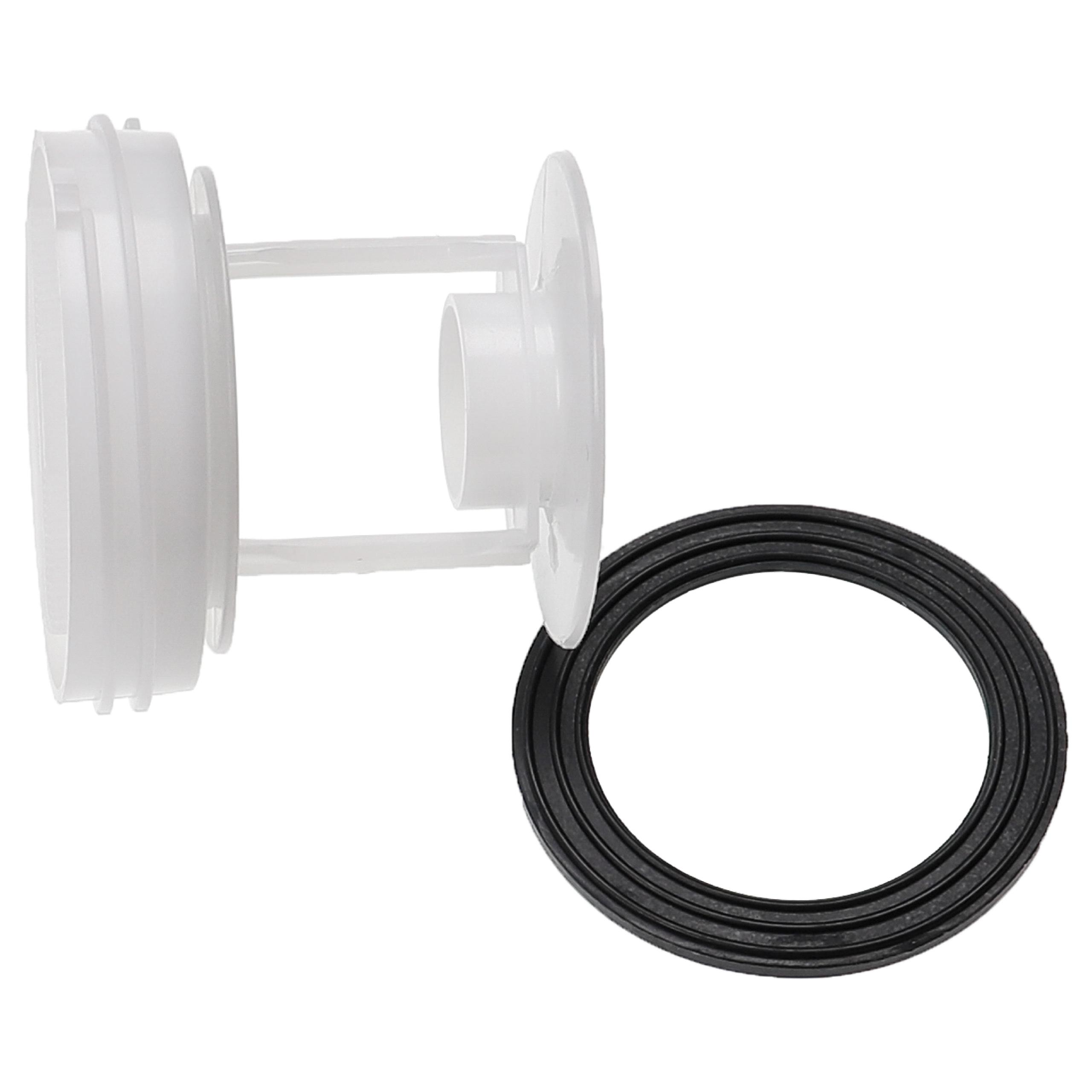 Ein weißer Kunststoffadapter mit einem schwarzen Dichtungsring.