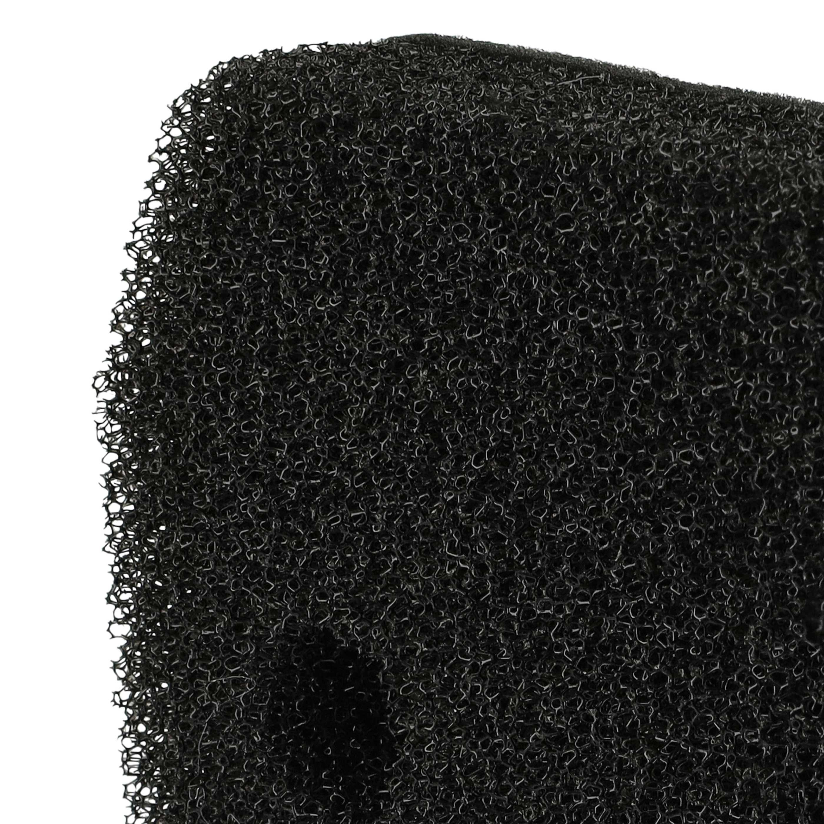Nahaufnahme eines schwarzen Schaumstofffilters mit offener Zellstruktur.