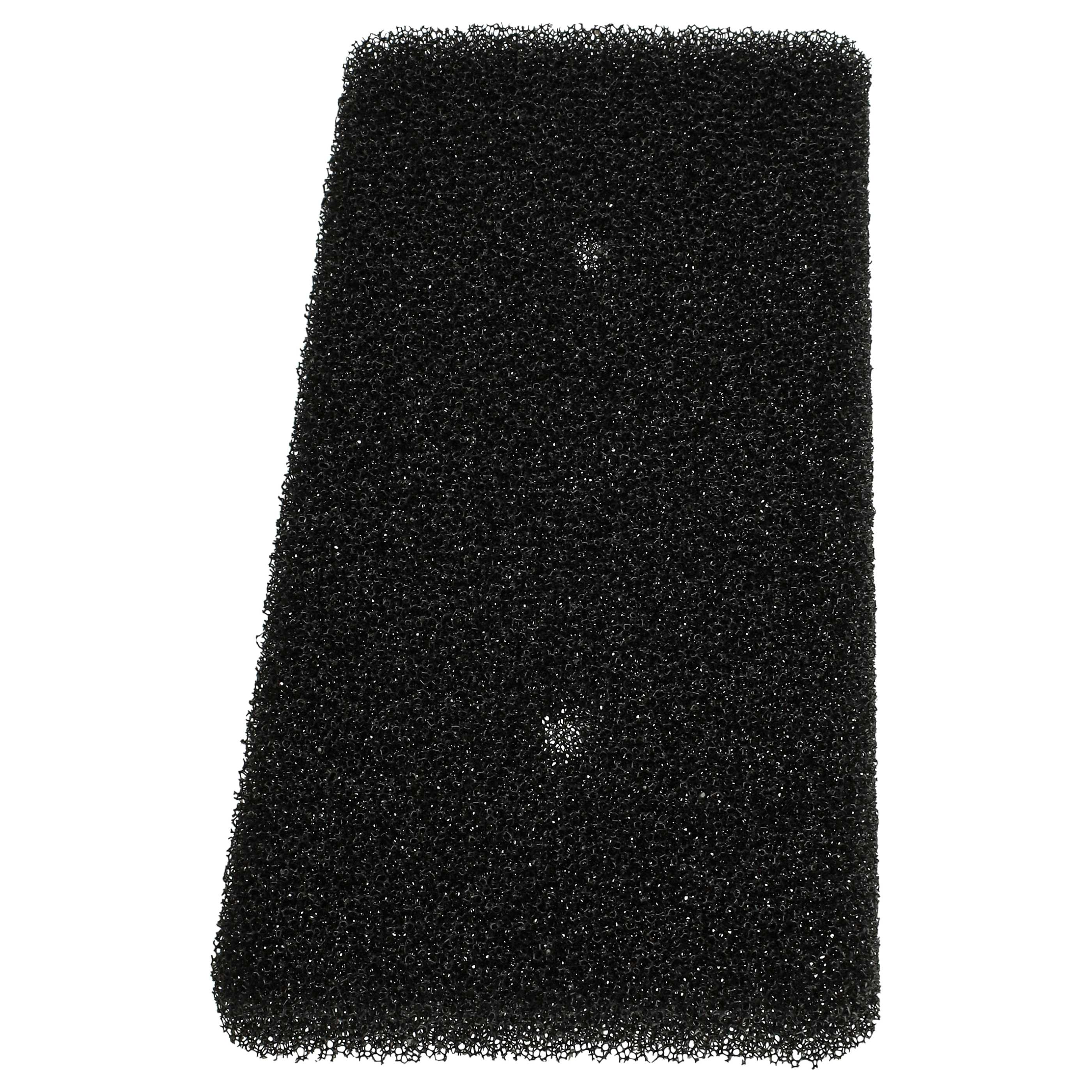 Schwarzer Schaumstofffilter mit unregelmäßiger Kante und sichtbaren Poren.
