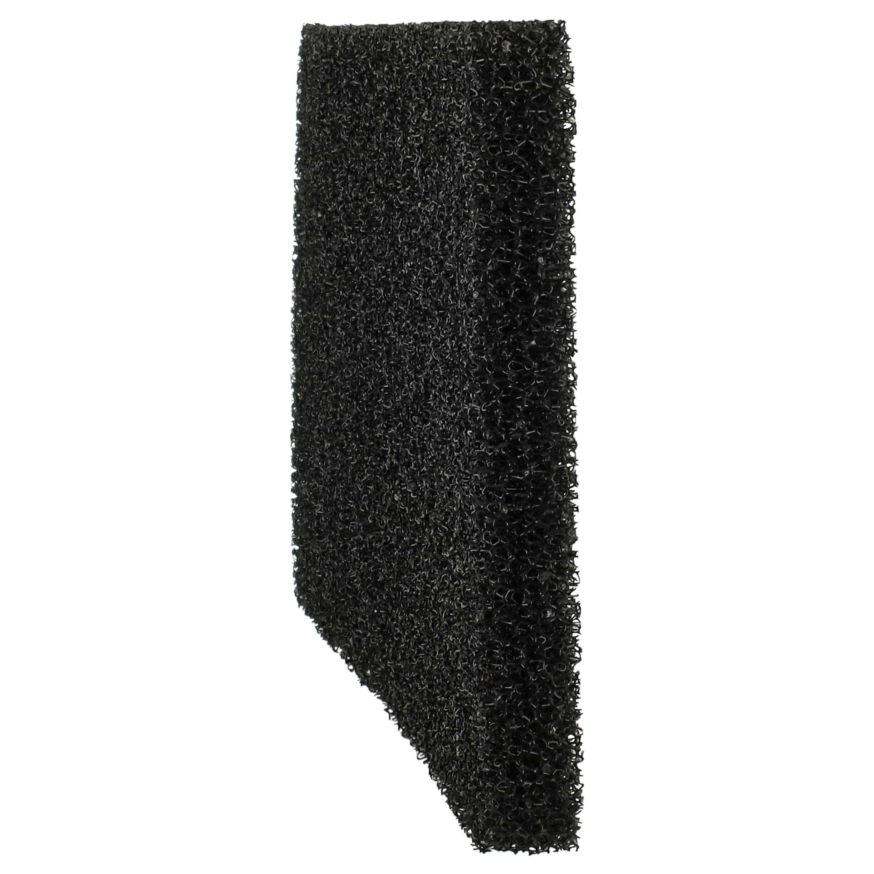 Ein schwarzer, rechteckiger Schaumstofffilter mit offener Zellstruktur.