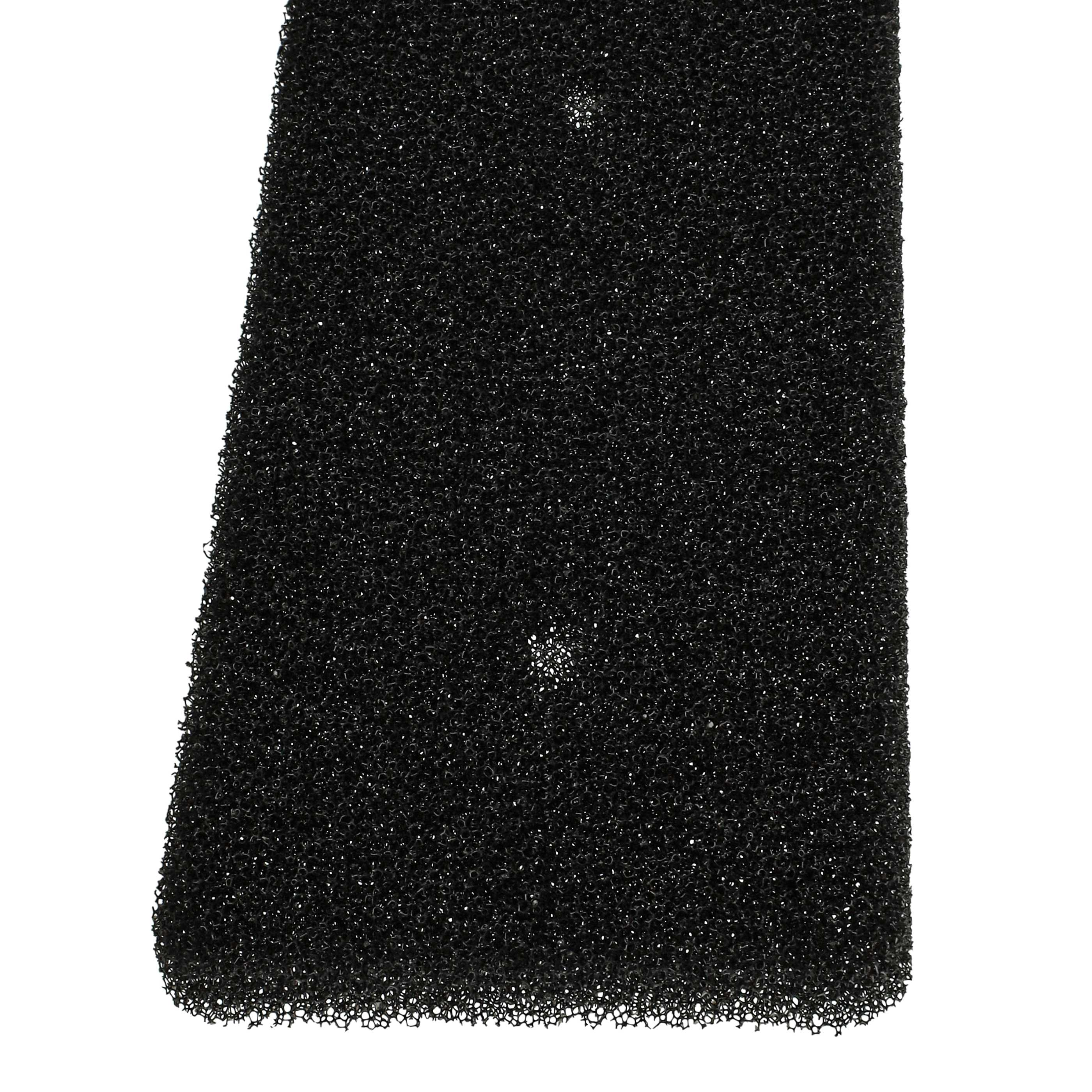 Schwarzer Schaumstoff mit vielen kleinen Löchern, auf weißem Hintergrund.