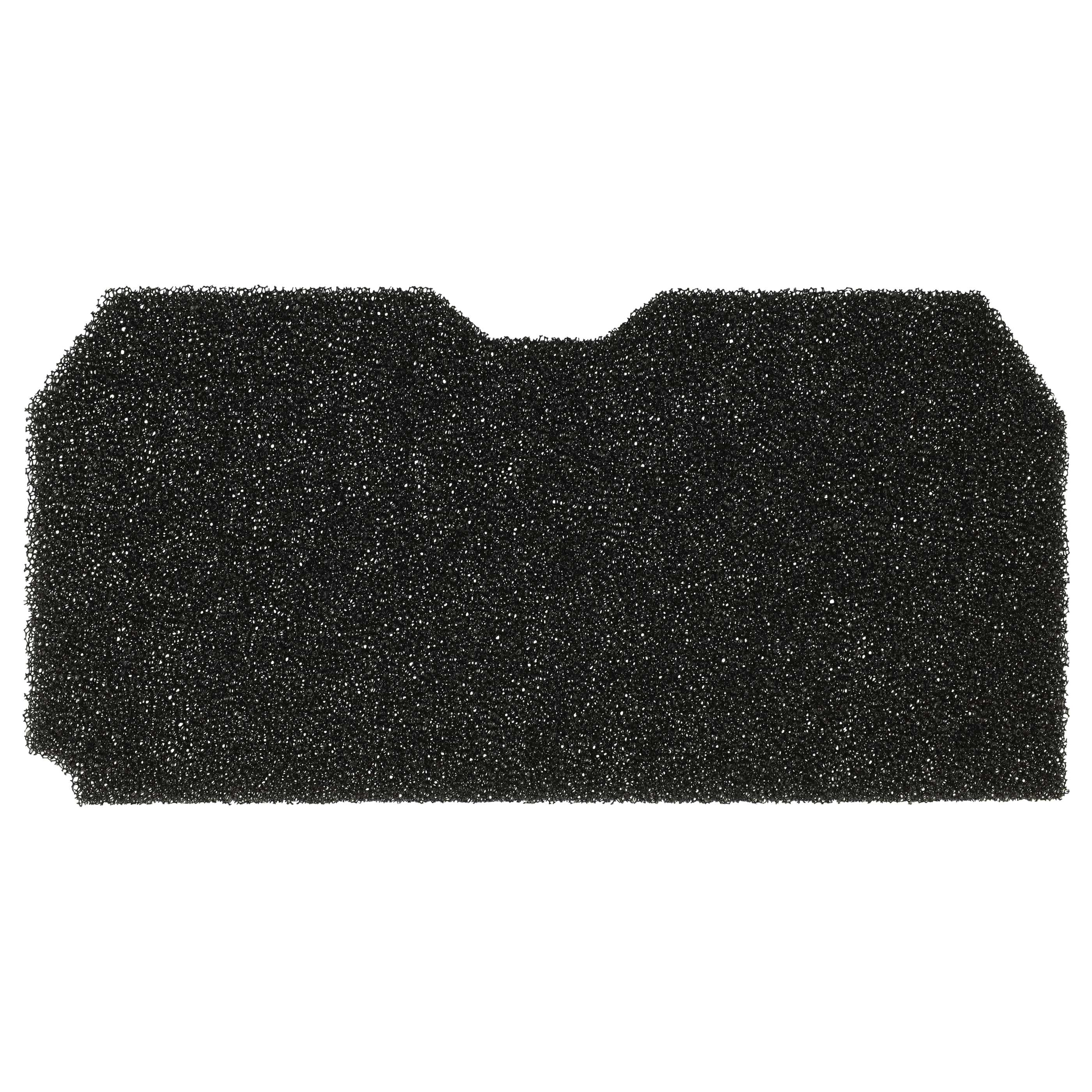 Schwarzer Schaumstofffilter mit unregelmäßiger Form und offenporiger Textur.