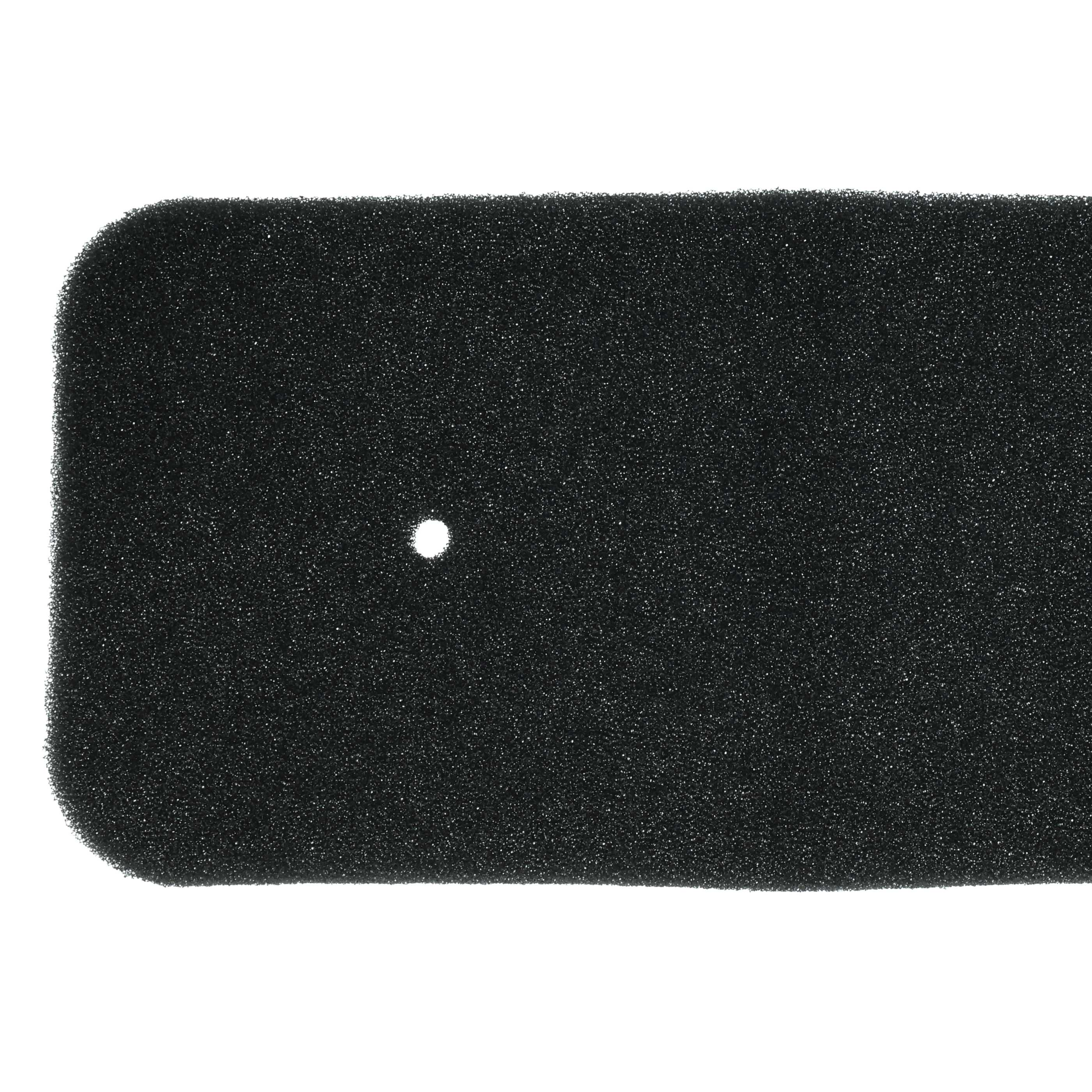 Schwarzer Schaumstofffilter mit einem kleinen weißen Punkt in der Mitte.