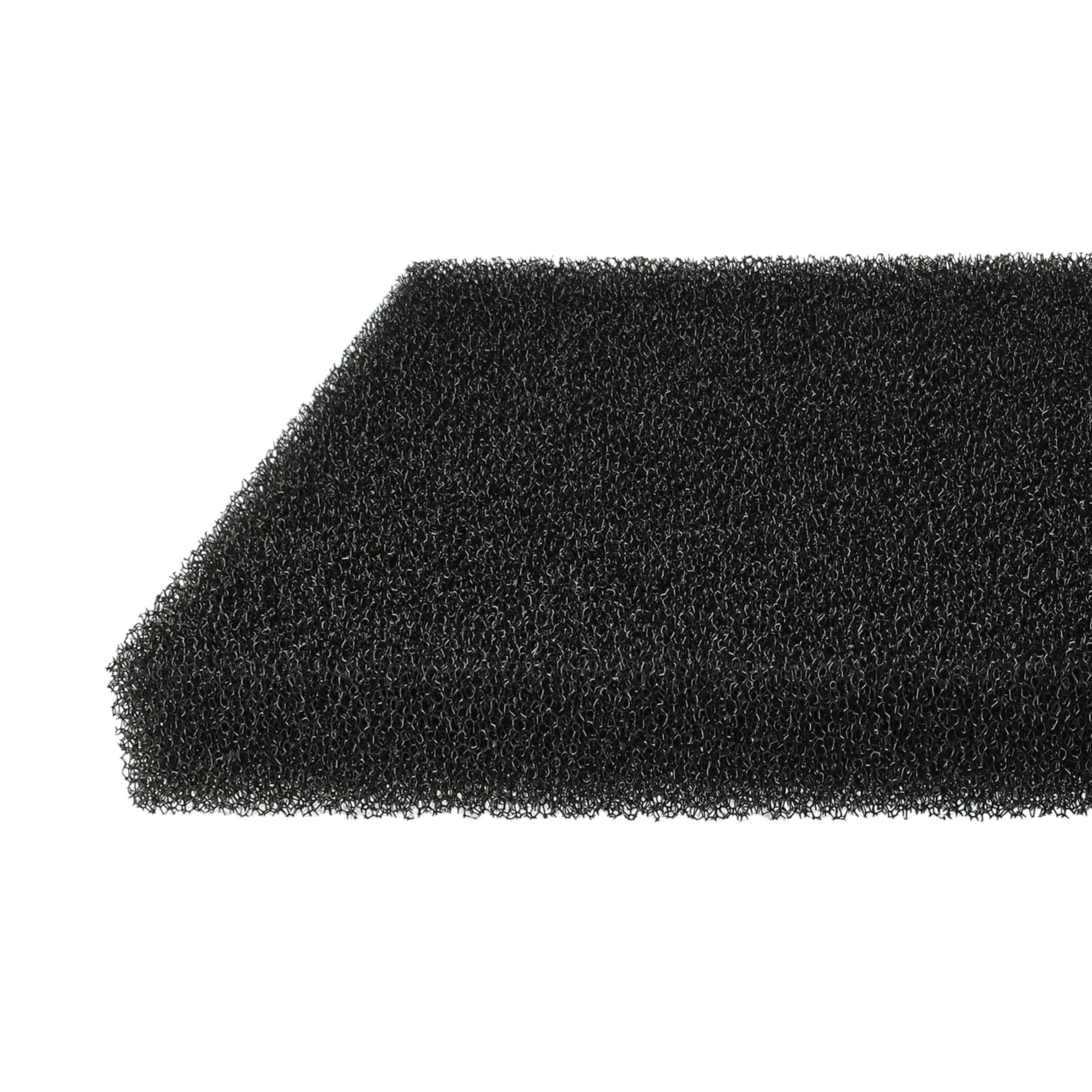 Schwarzer Schaumstofffilter mit grober Textur und schräger Kante.