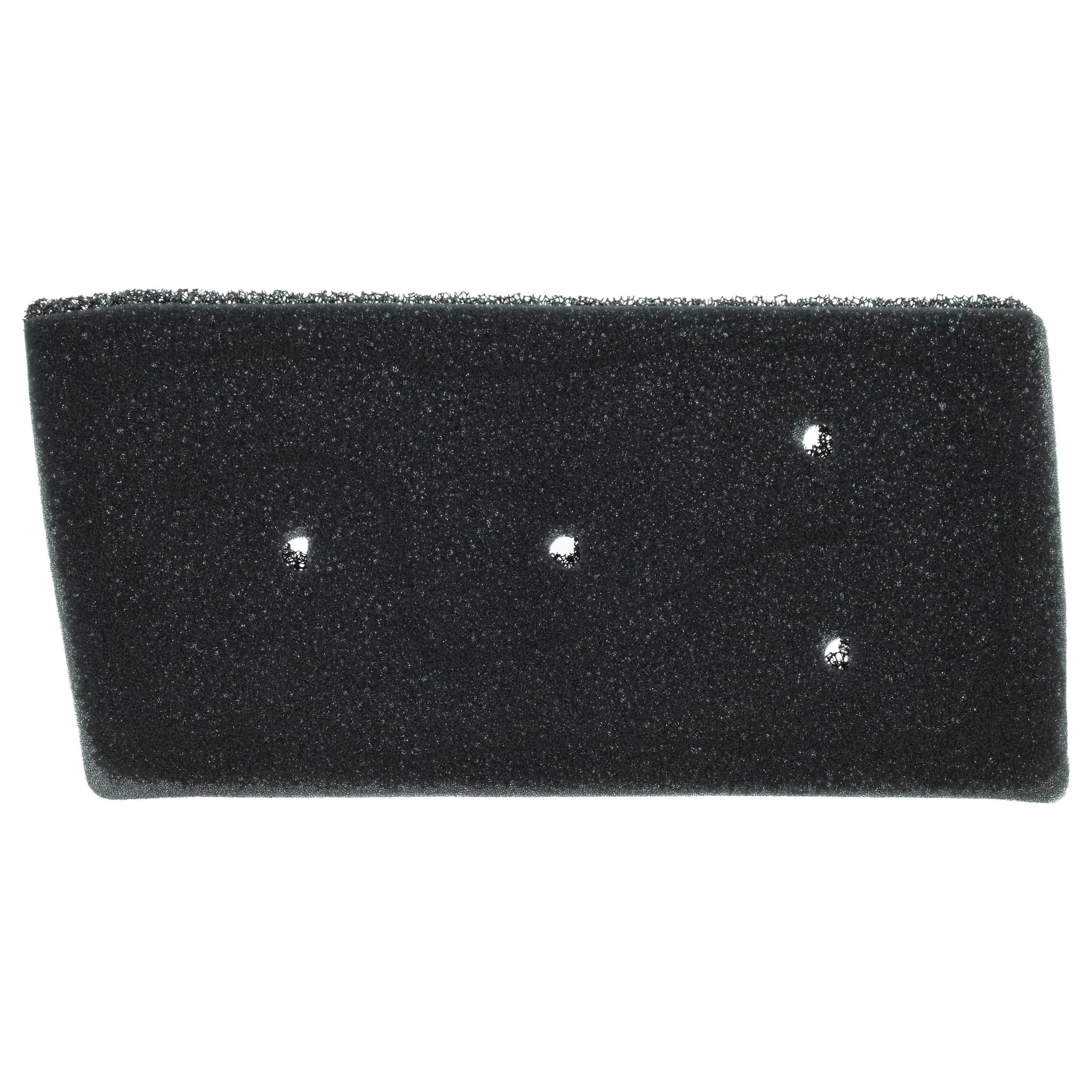 Schwarzer Schaumstofffilter mit vier kleinen Löchern.