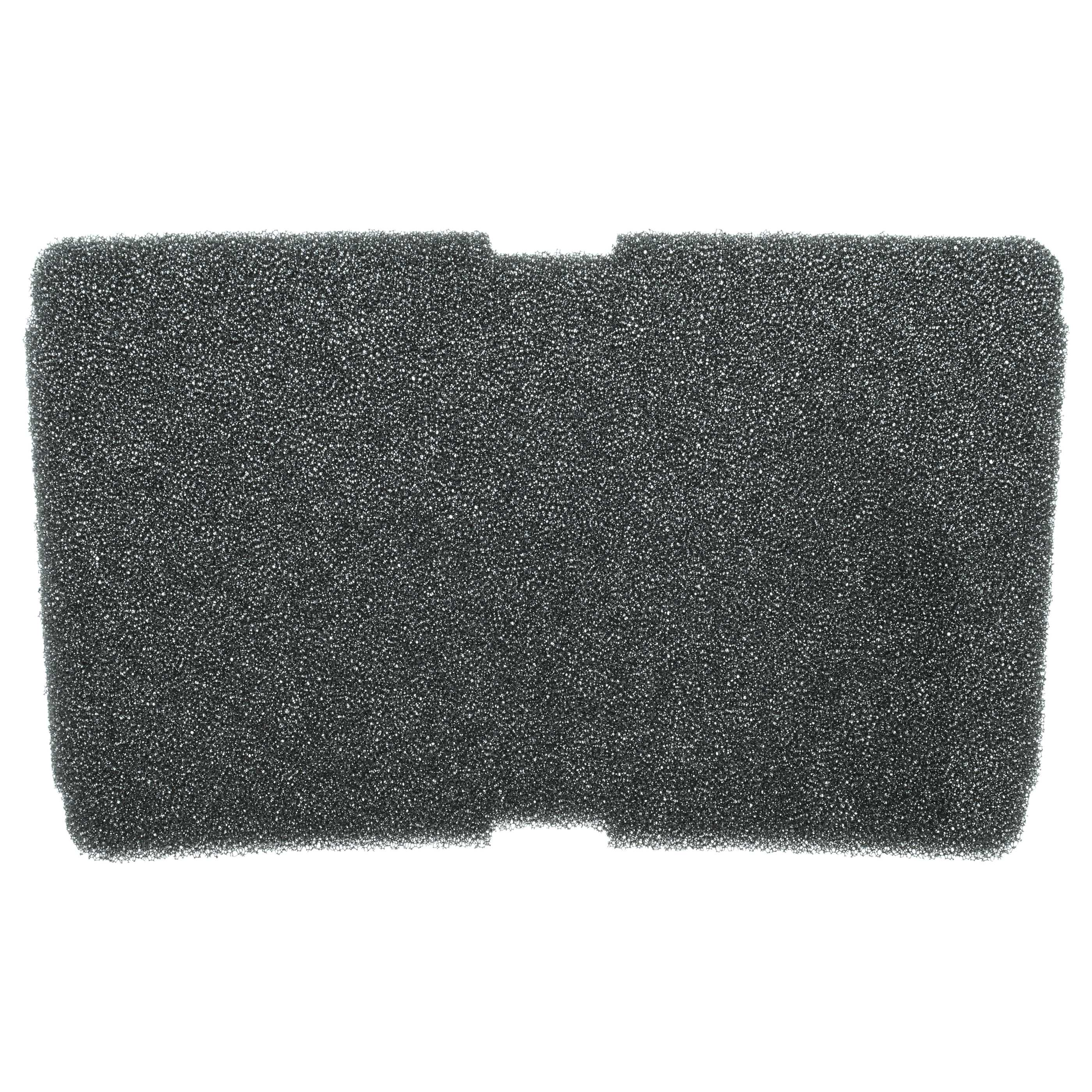 Ein dunkler Schaumstofffilter mit einer Einbuchtung in der Mitte.