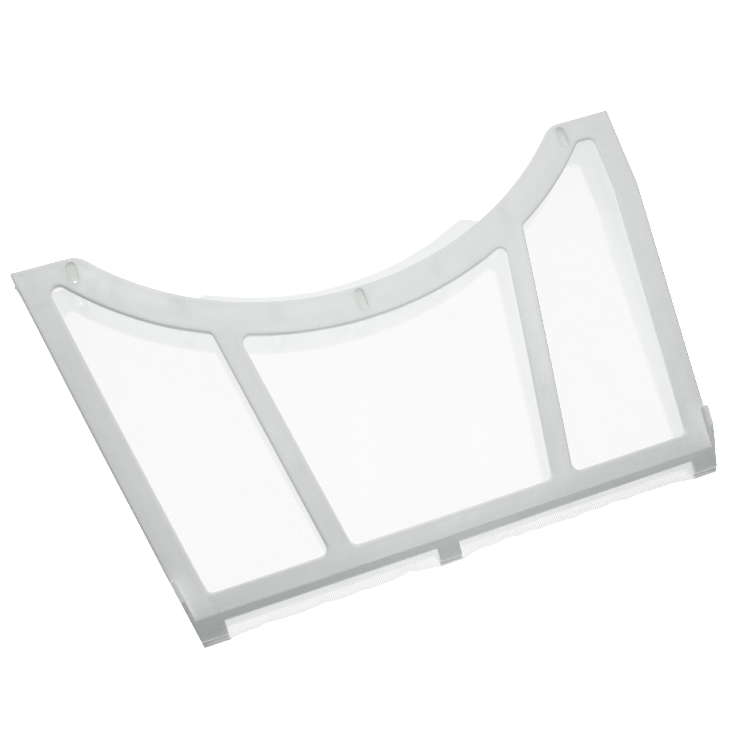 Ein weißer Wäschetrocknerfilter mit rechteckigen Gittern.