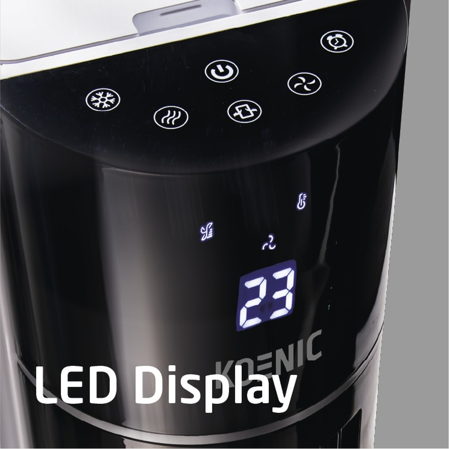Naheinstellung eines Lüfters mit LED-Anzeige, die 23 zeigt.