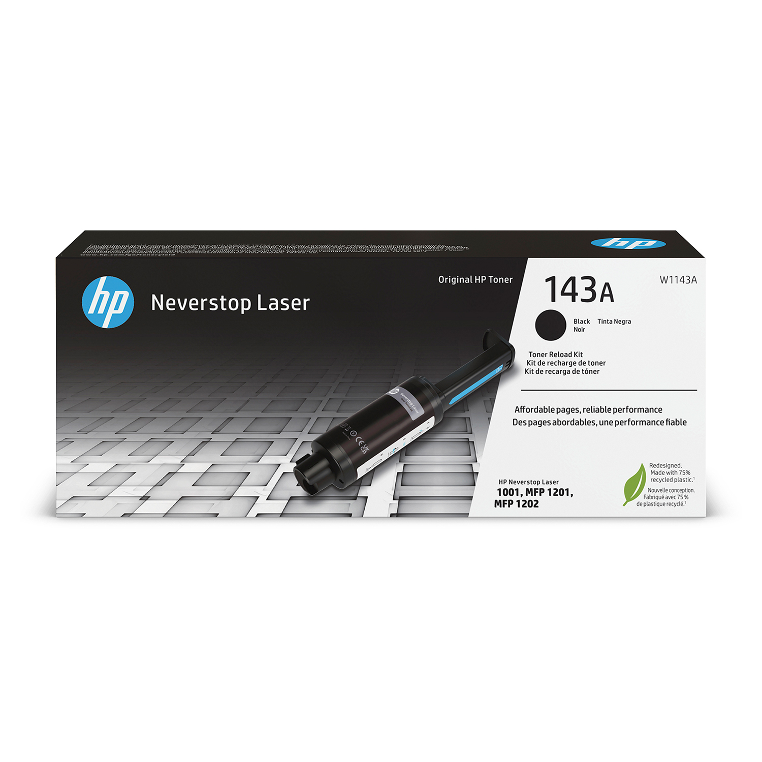 Oryginalny zestaw do uzupełniania tonera HP Neverstop Laser 143A, czarny.