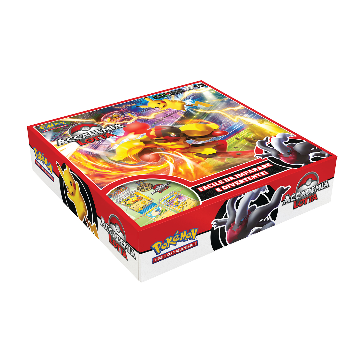 Scatola gioco Pokémon con Pikachu e Darkrai, con testo in italiano.
