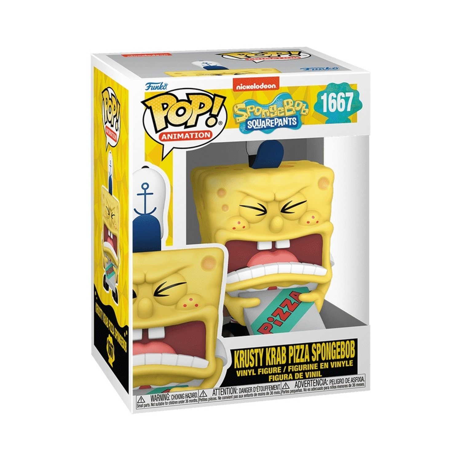 Action figure Funko Pop! Krabby Krab Pizza Spongebob in box.
