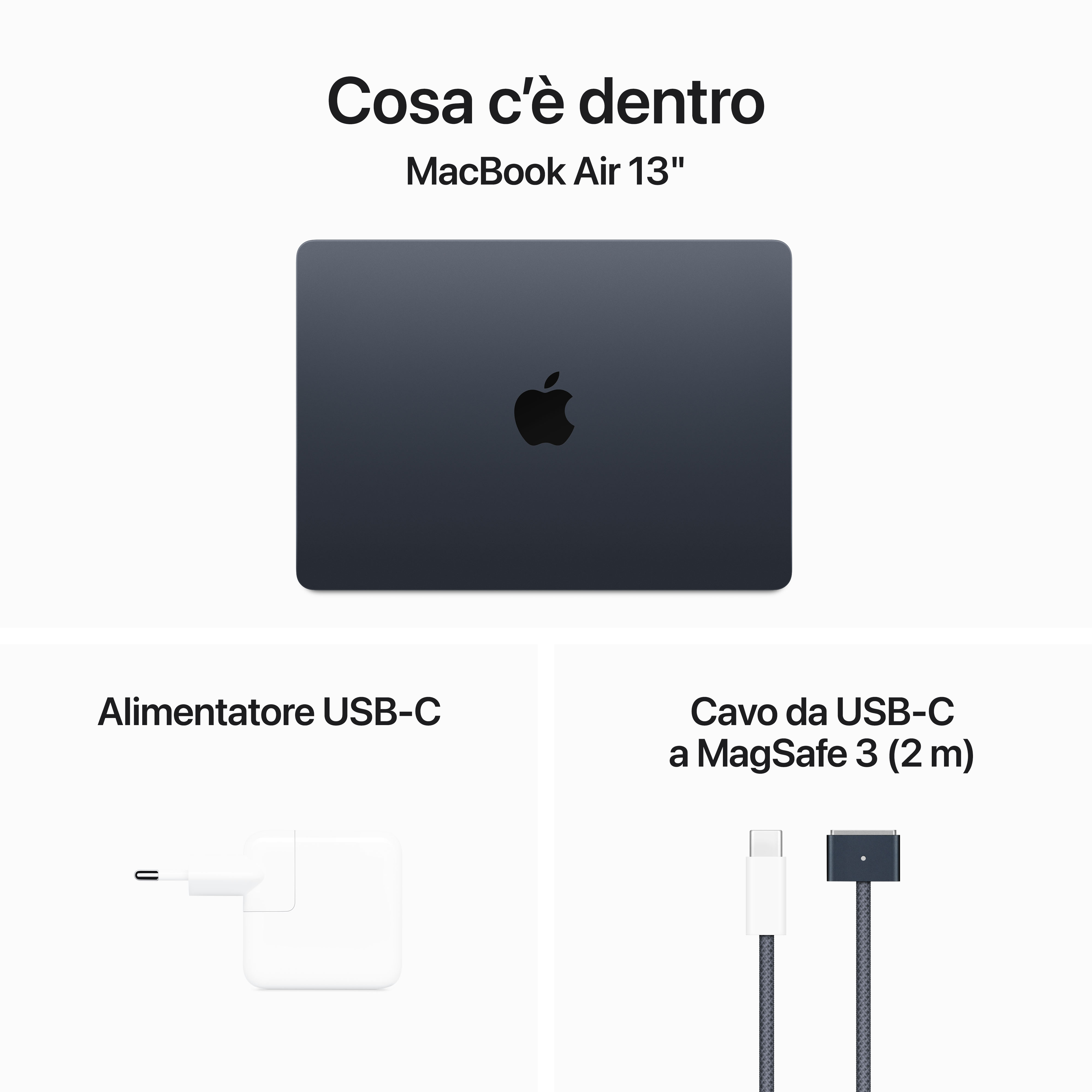 MacBook Air 13" z zasilaczem USB-C i kablem MagSafe 3.