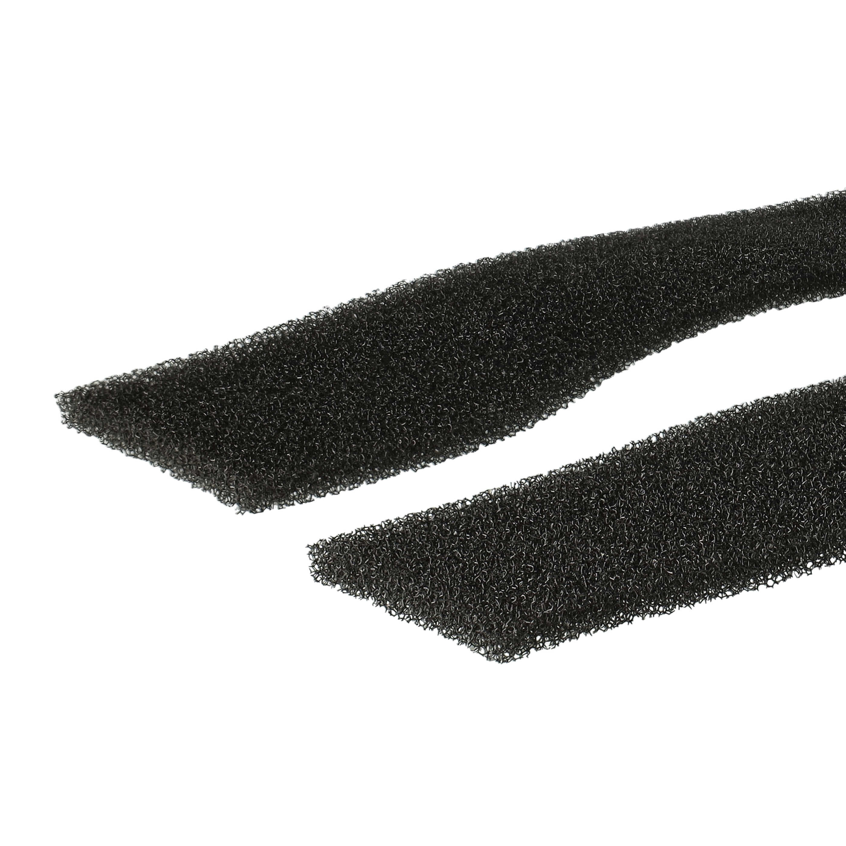 Zwei schwarze, poröse Schaumstoffstreifen auf weißem Hintergrund.