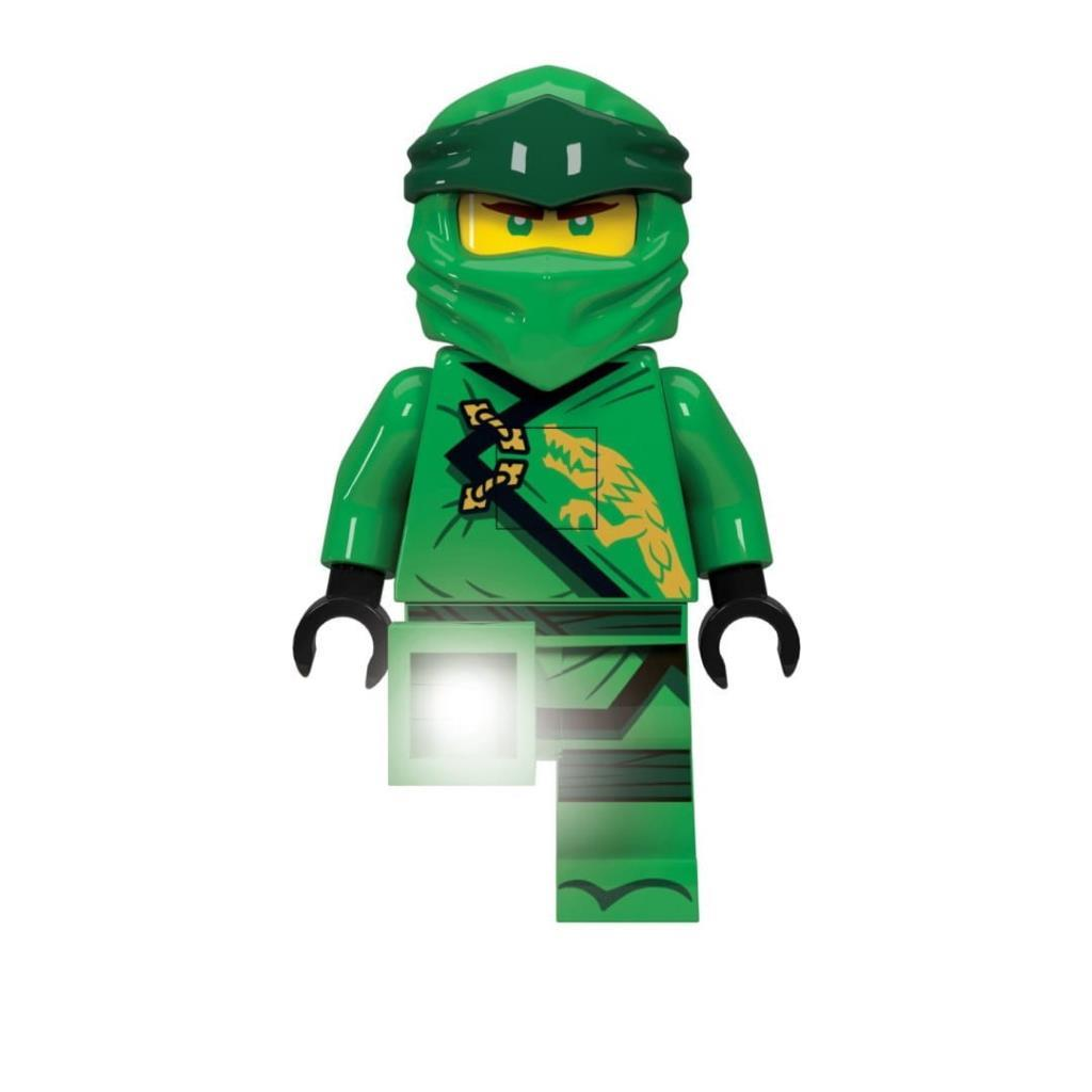 Göğsünde ejderha amblemi olan yeşil Lego figürü.
