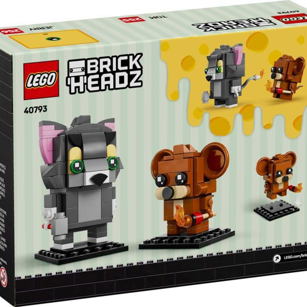 LEGO BrickHeadz Tom ve Jerry yapım seti; Tom, Jerry ve küçük Jerry figürleri içerir.