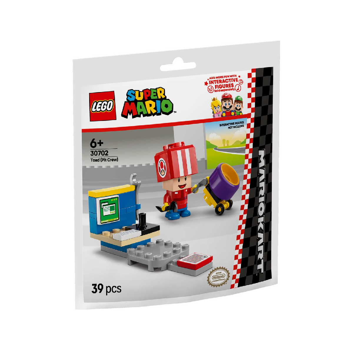Set LEGO Super Mario Toad Pit Crew con 39 pezzi e officina.