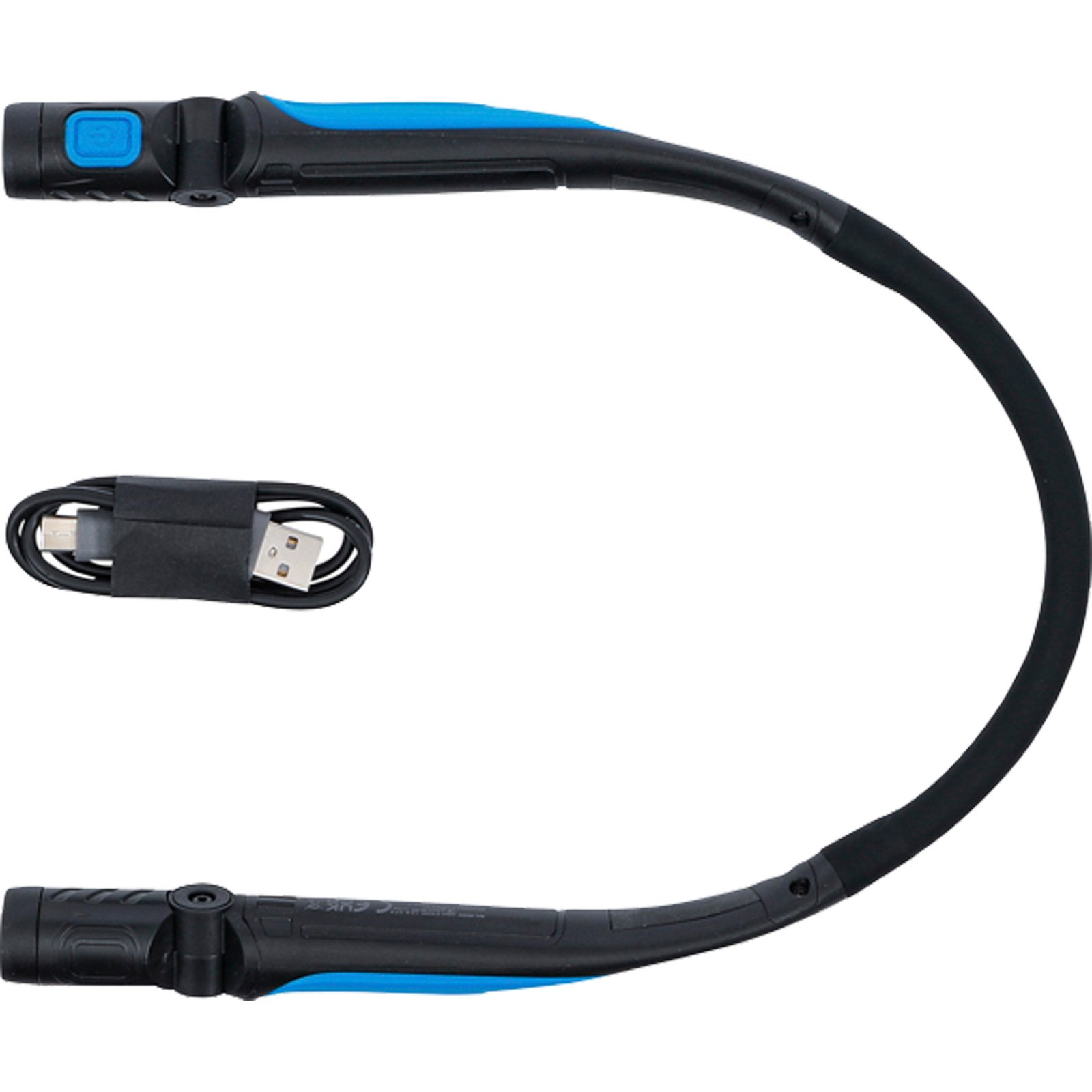 Flexibler schwarzer und blauer LED-Schlauch mit USB-Kabel.