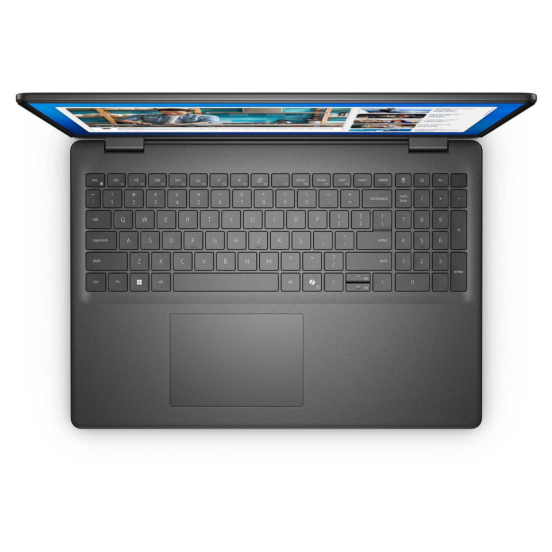 Un laptop nero con lo schermo aperto, che mostra una pagina web.