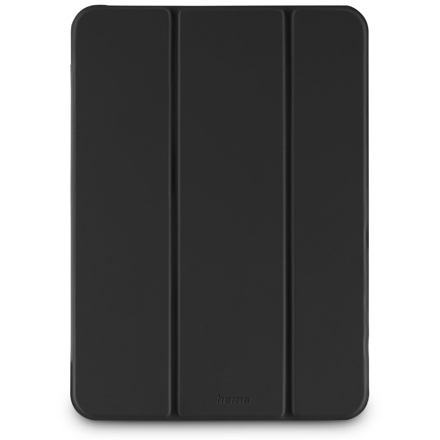 Schwarze Tablet-Hülle mit drei Faltsegmenten, Hama-Logo unten.