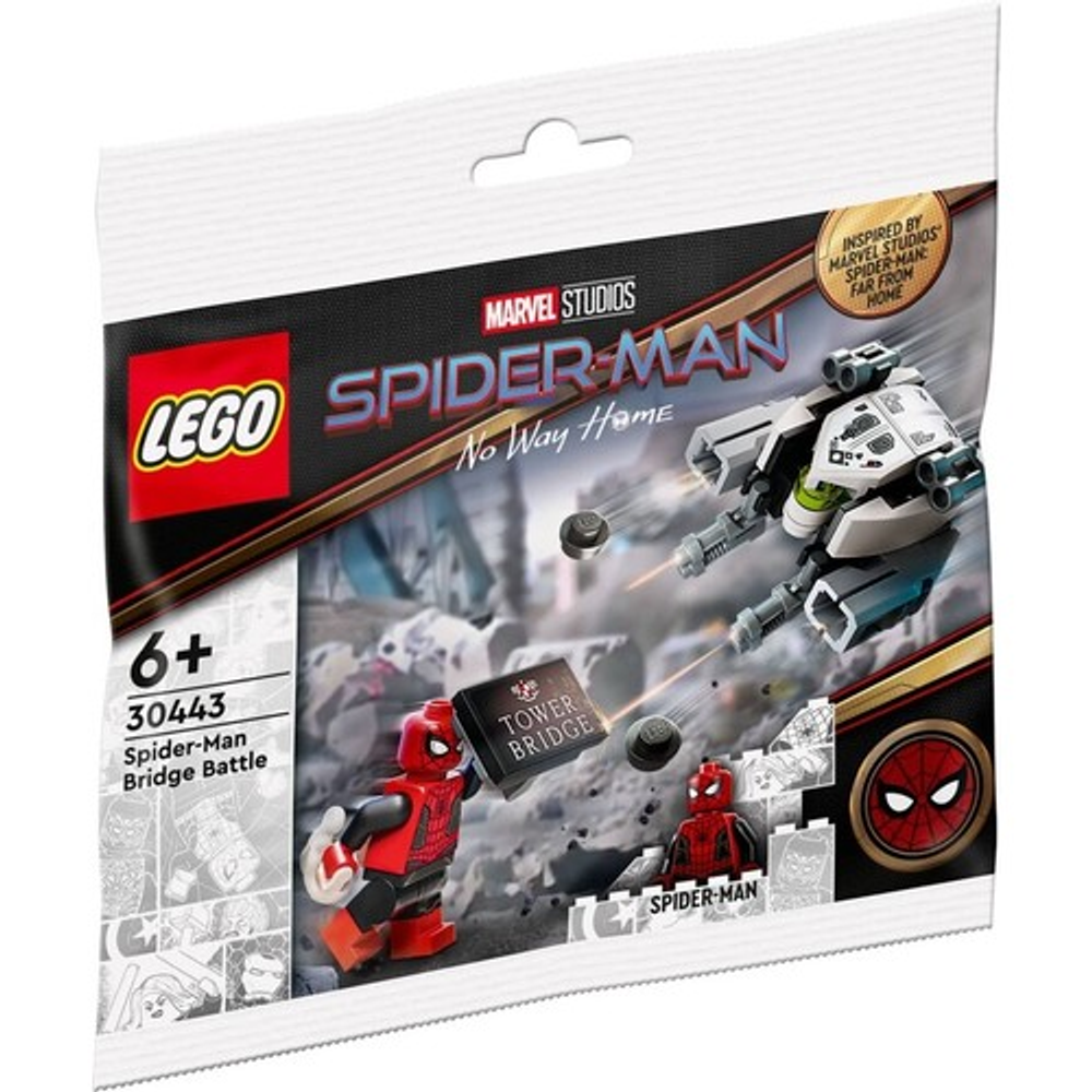 LEGO Spider-Man No Way Home "Köprü Savaşı" seti, figürler ve uçan araç içerir.