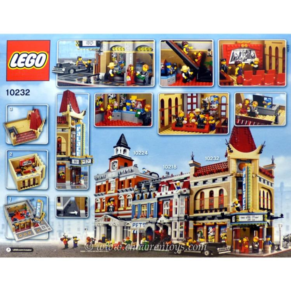 Set LEGO 10232 : Maison de ville avec de nombreux détails, voitures et figurines.