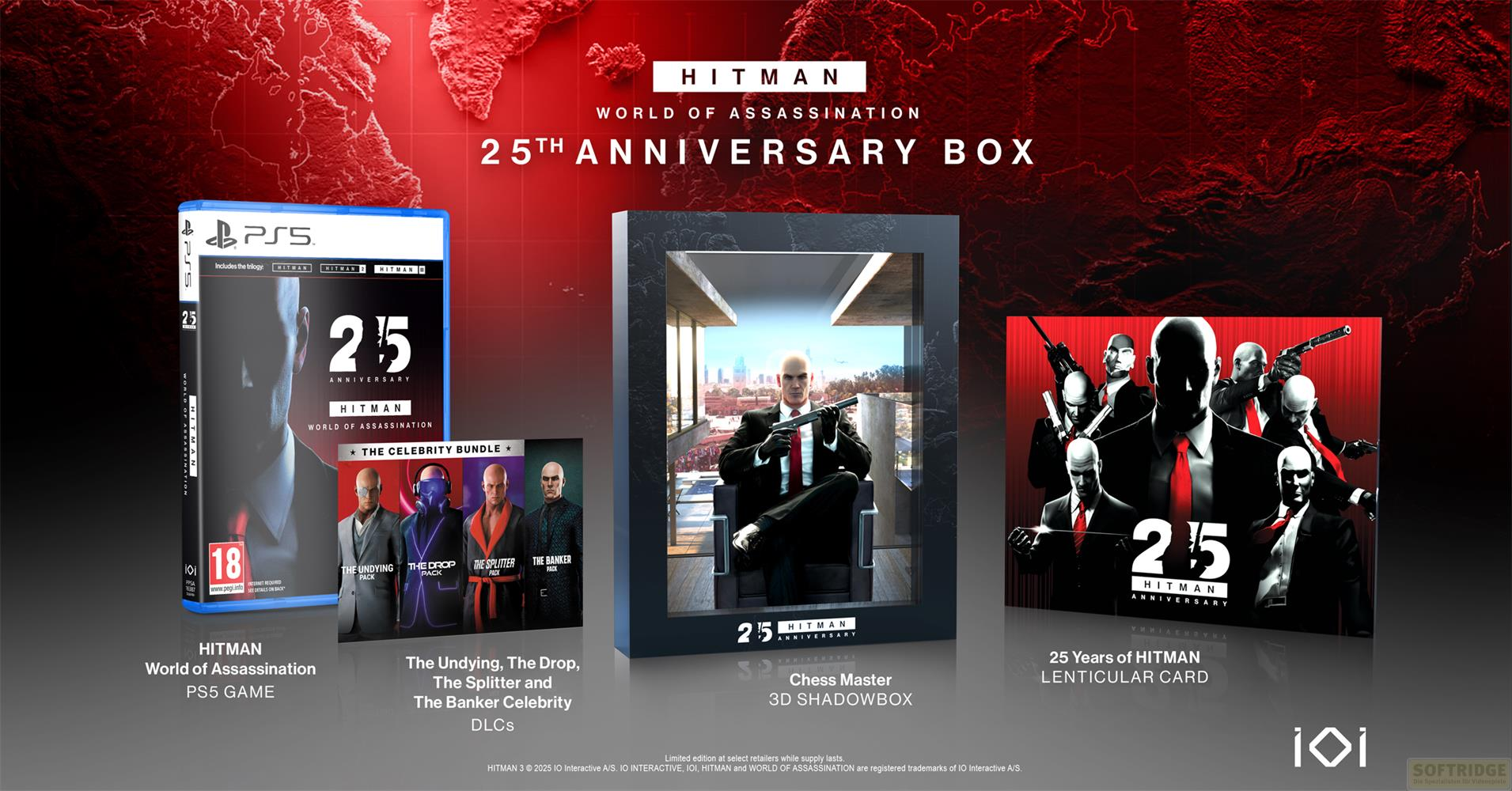 Box 25° Anniversario Hitman: Gioco PS5, DLC, Shadowbox 3D e Card Lenticolare.