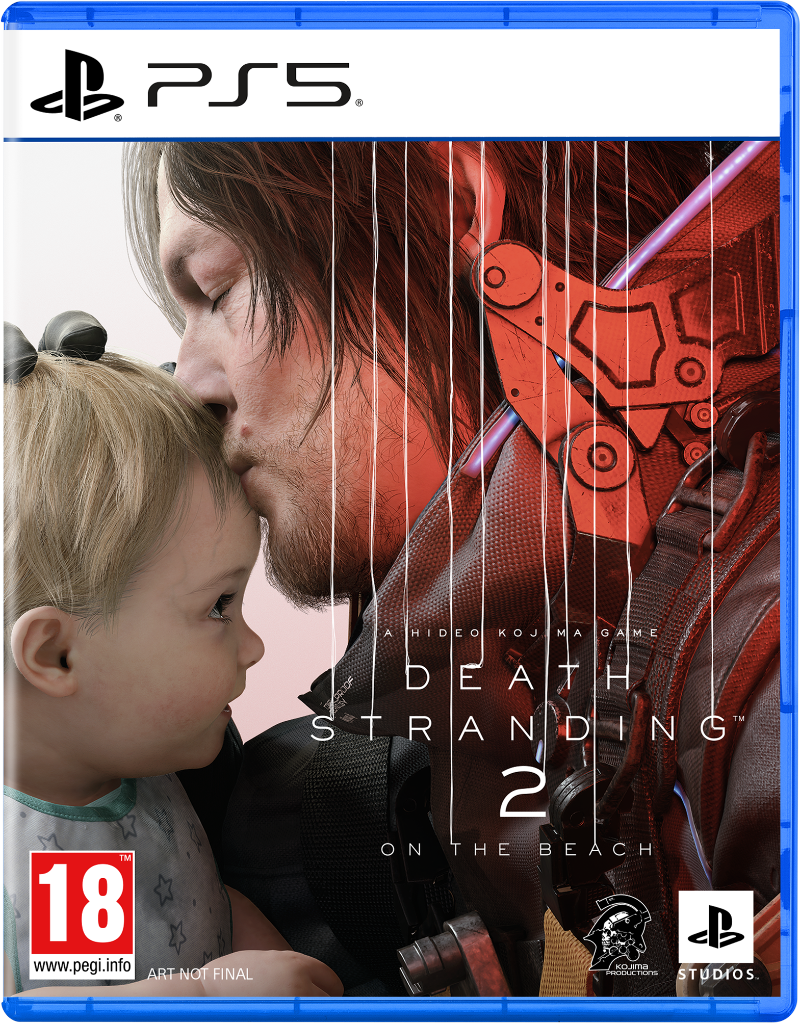 Copertina PS5: Uomo bacia bimbo, logo "Death Stranding 2".