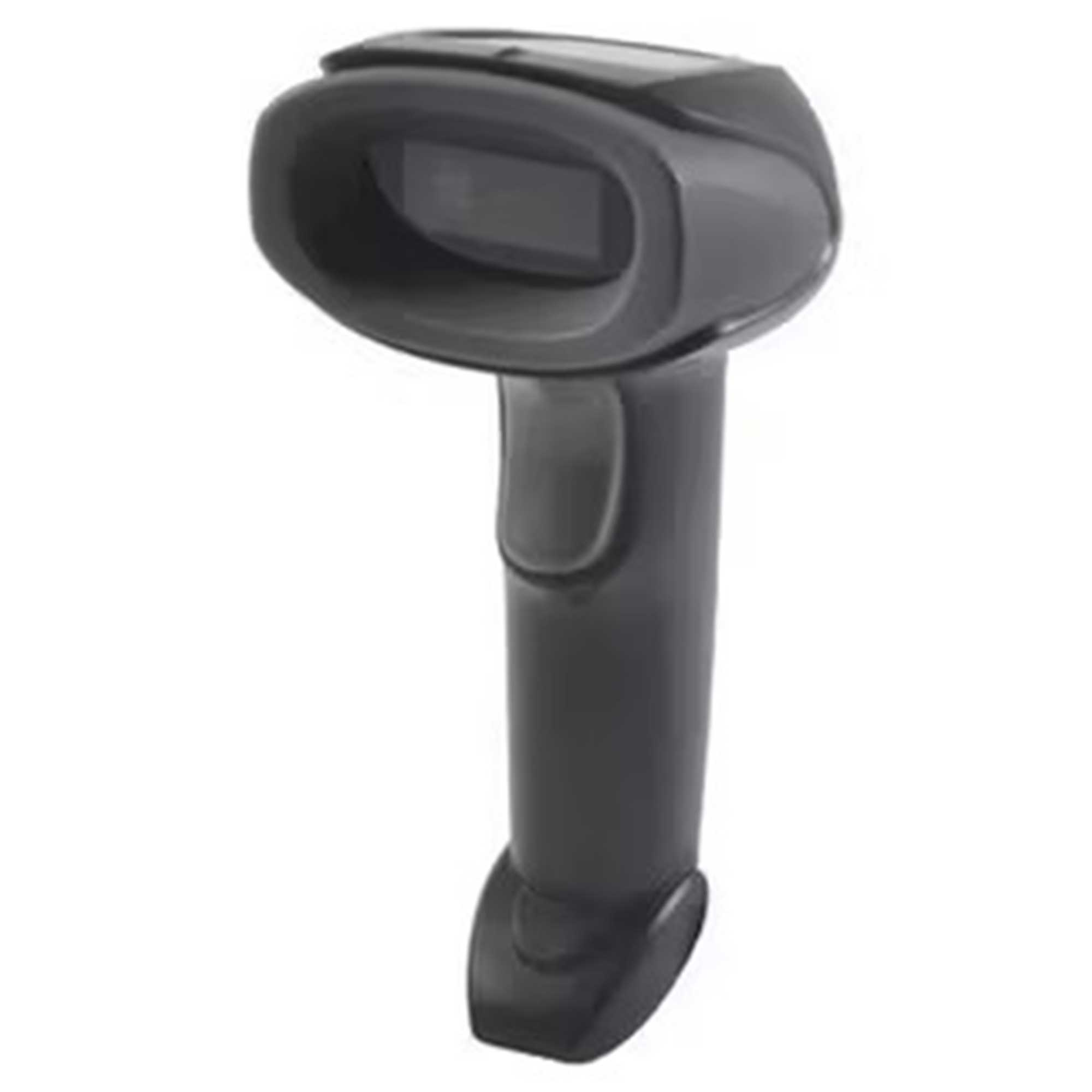 Ergonomik tutamaçlı siyah bir barkod tarayıcı.