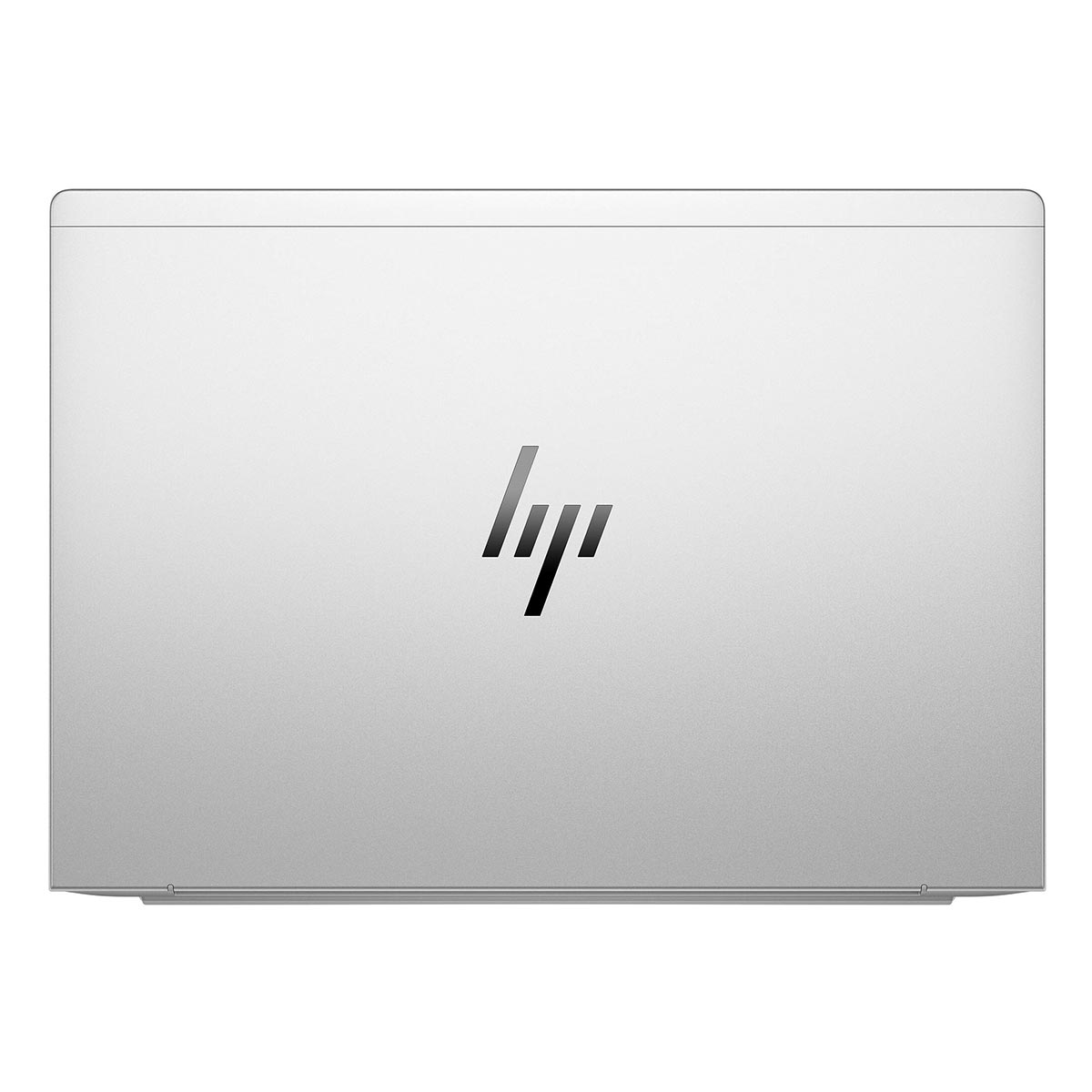 Zamknięty srebrny laptop z logo HP.