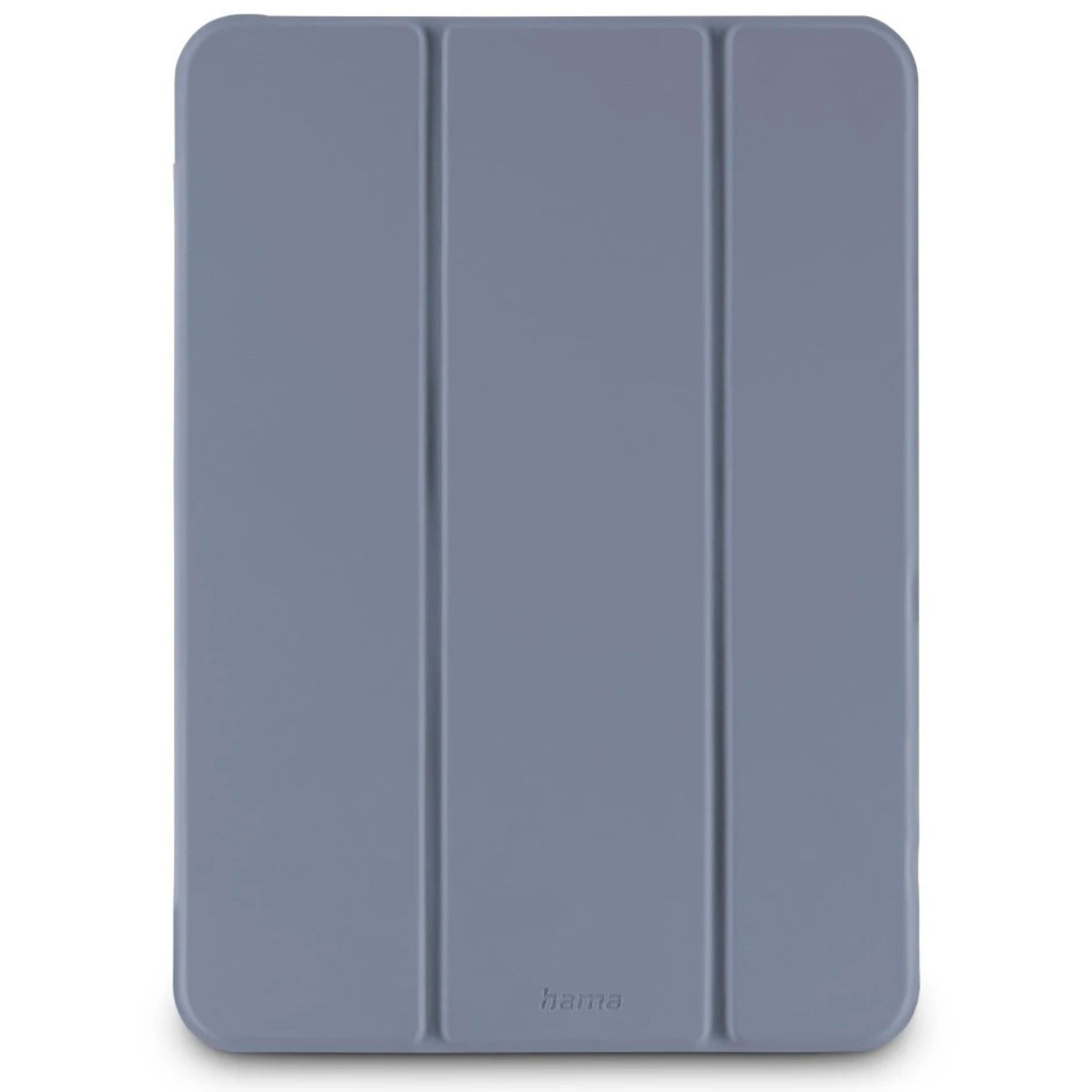 Szara okładka na tablet z trzema pionowymi zagięciami i małym logo Hama.