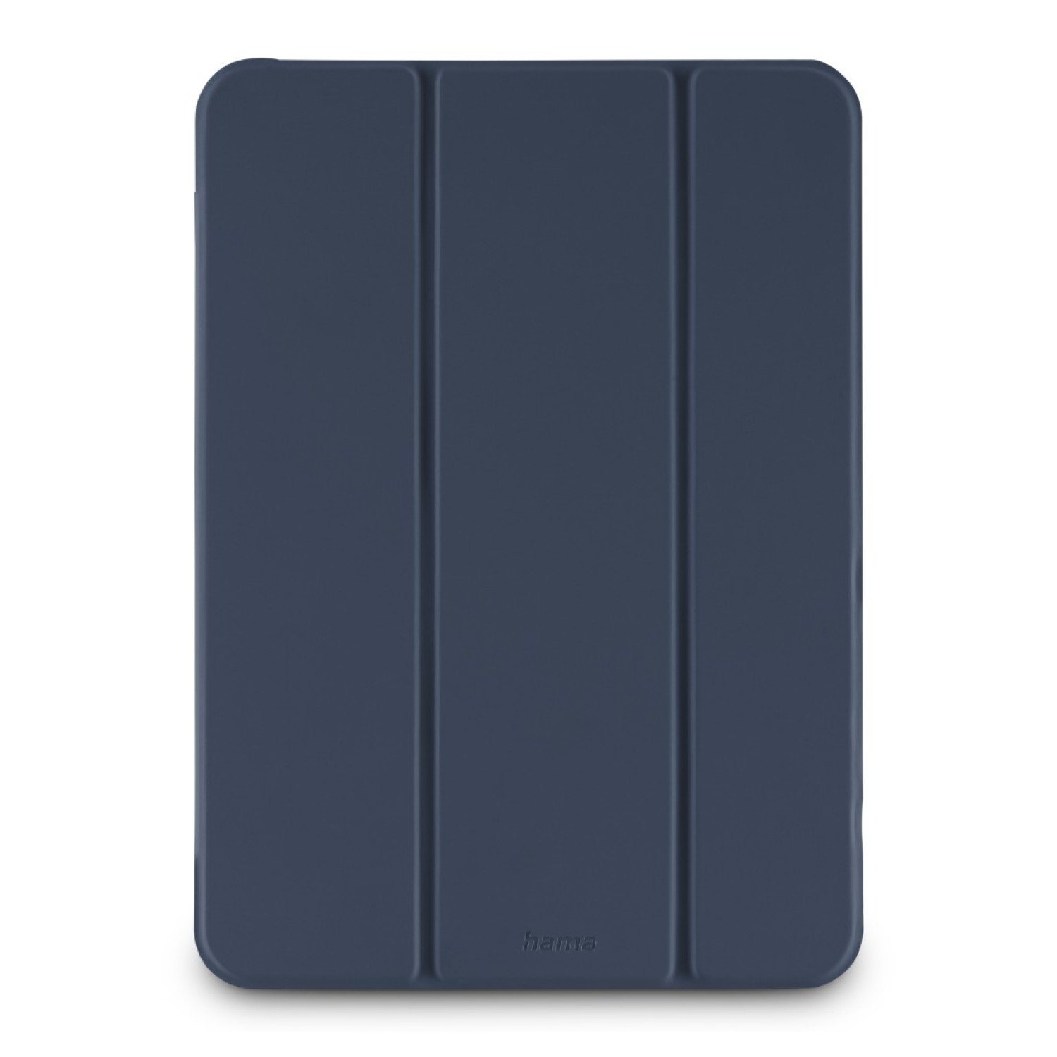 Granatowa okładka z trzema pionowymi zagięciami, logo w prawym dolnym rogu.