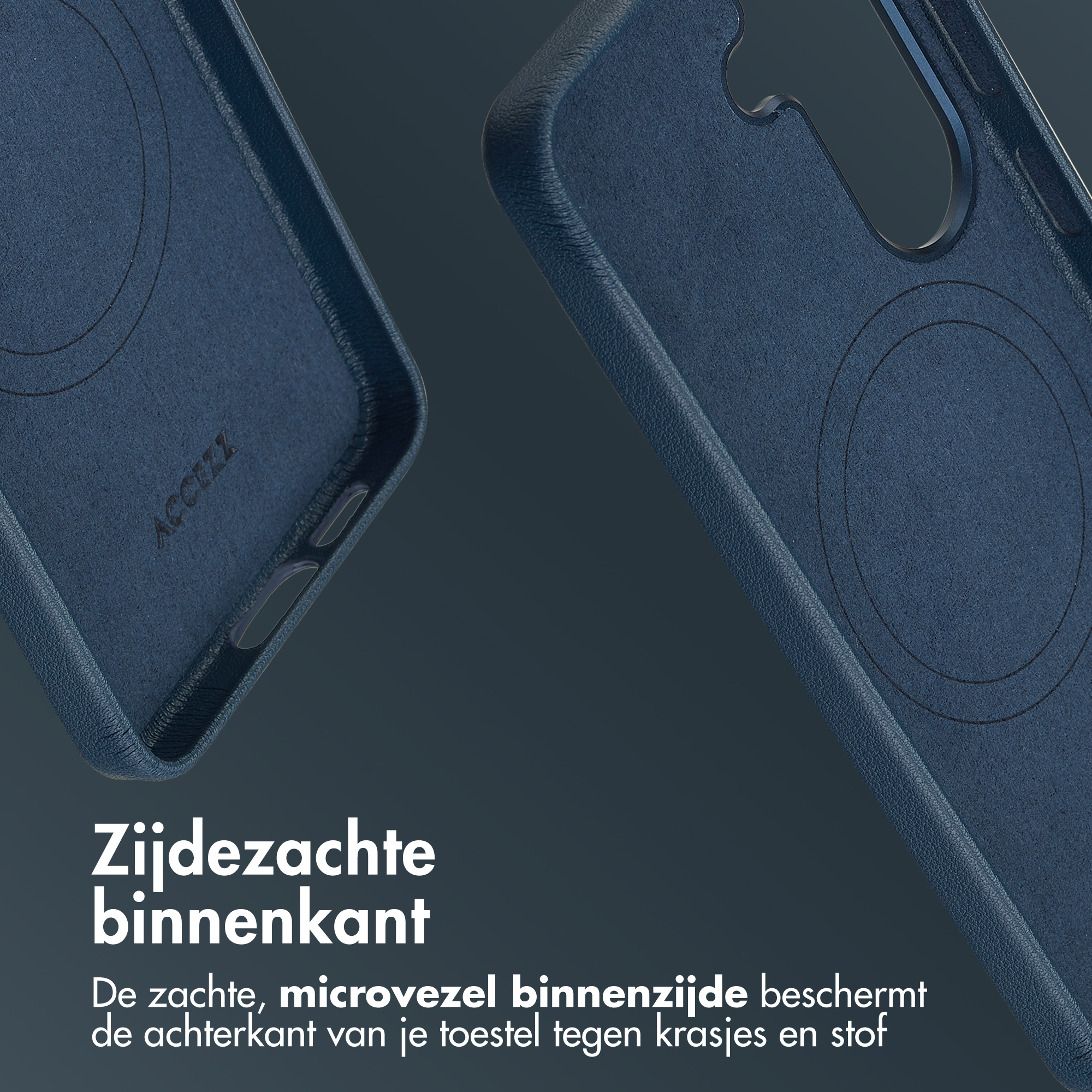 Donkerblauwe telefoonhoes met zachte voering. ACCＥZZ.