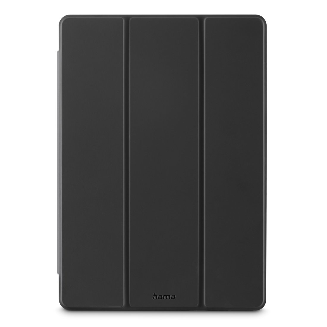 Czarne etui na tablet z trzema zgięciami i logo Hama.
