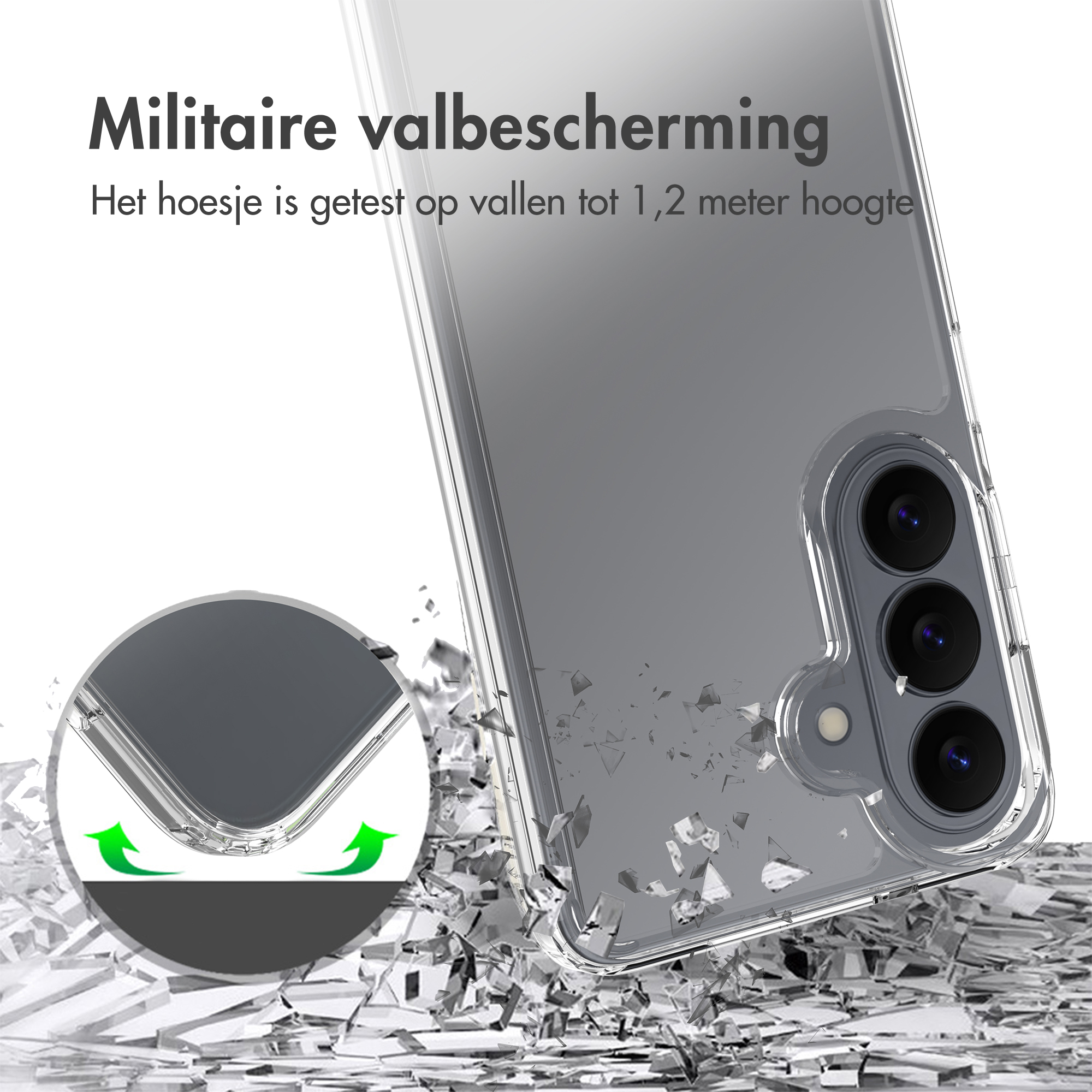 Coque de téléphone transparente avec protection contre les chutes militaires.