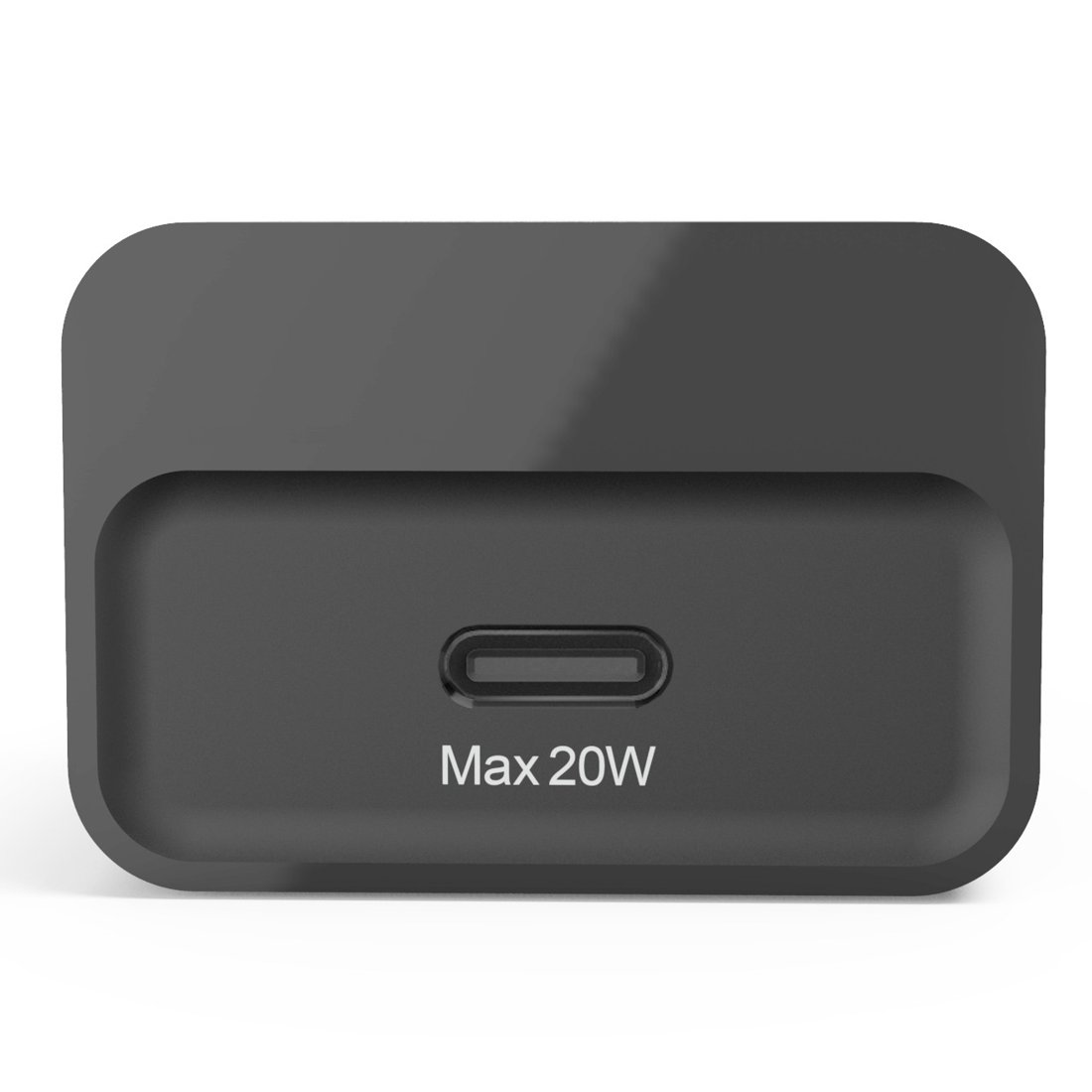 Czarna ładowarka z portem USB-C i napisem „Max 20W“.