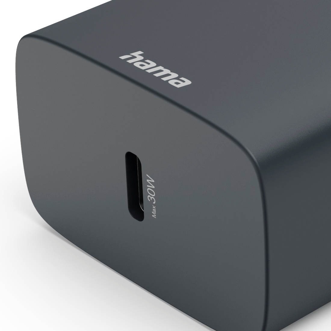 Szary zasilacz Hama z portem USB-C i mocą 30W.
