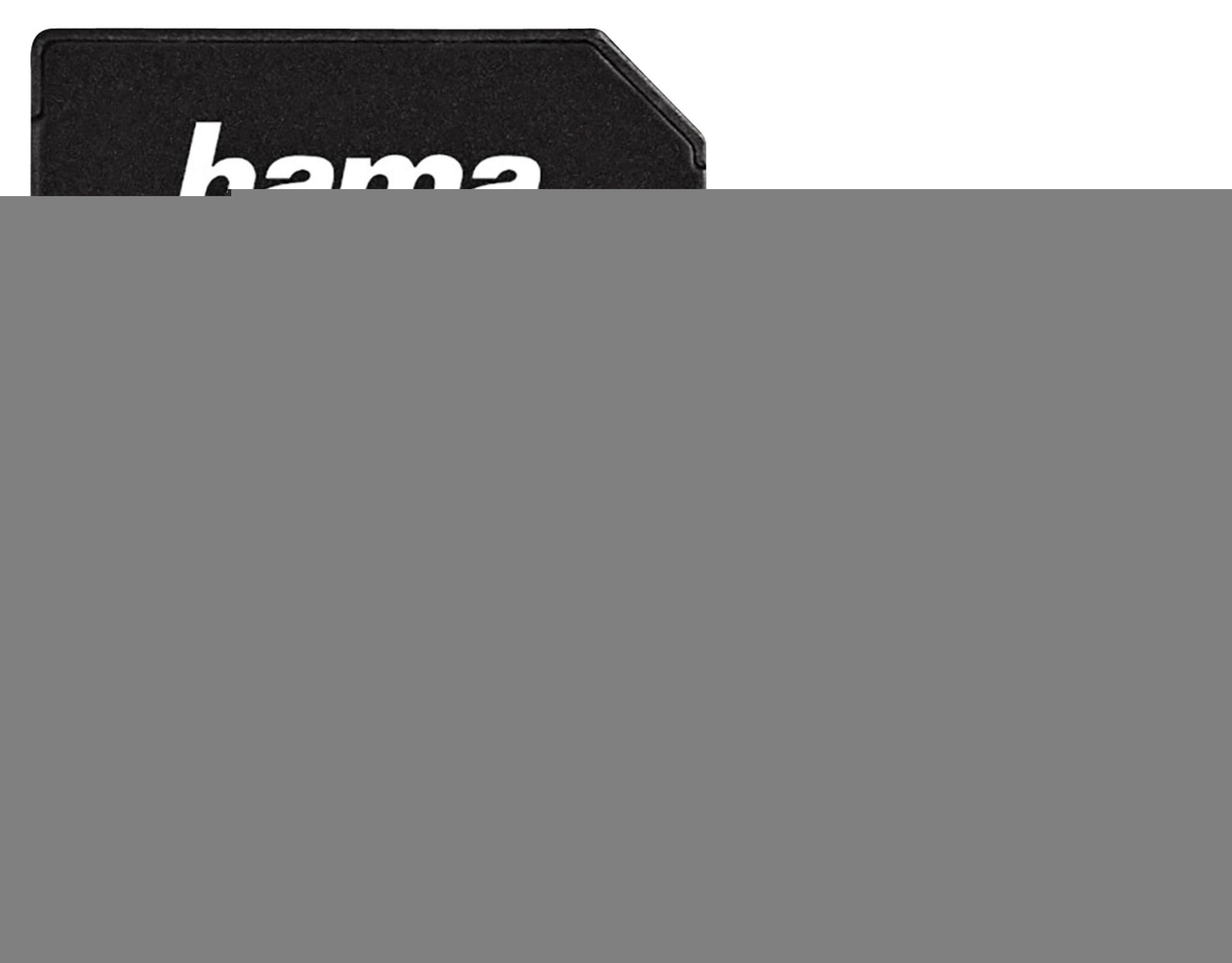 Un supporto di memorizzazione nero con il logo bianco "hama".