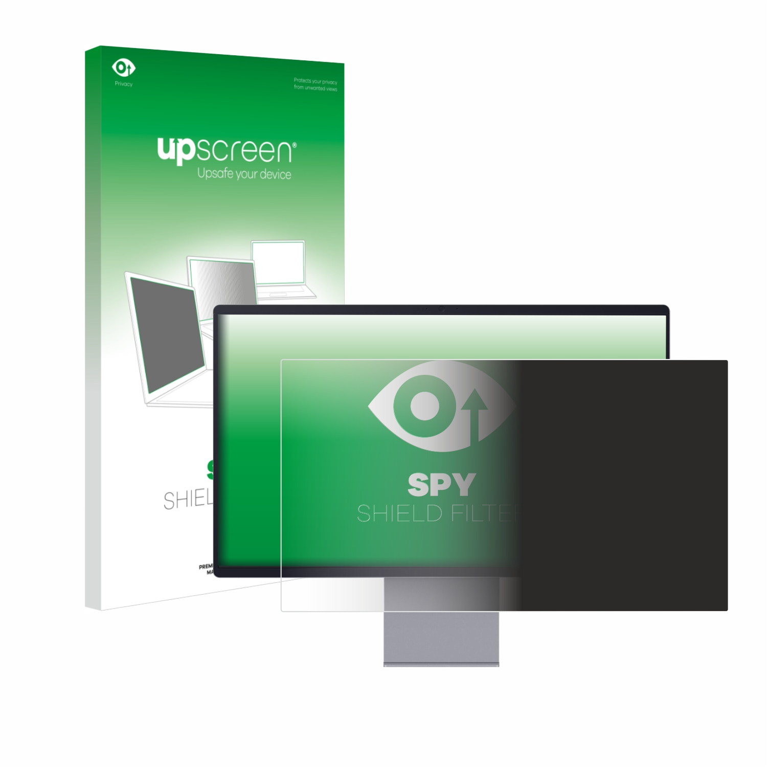 Upscreen Sichtschutzfilter Verpackung und Filter für Monitor und Laptops.