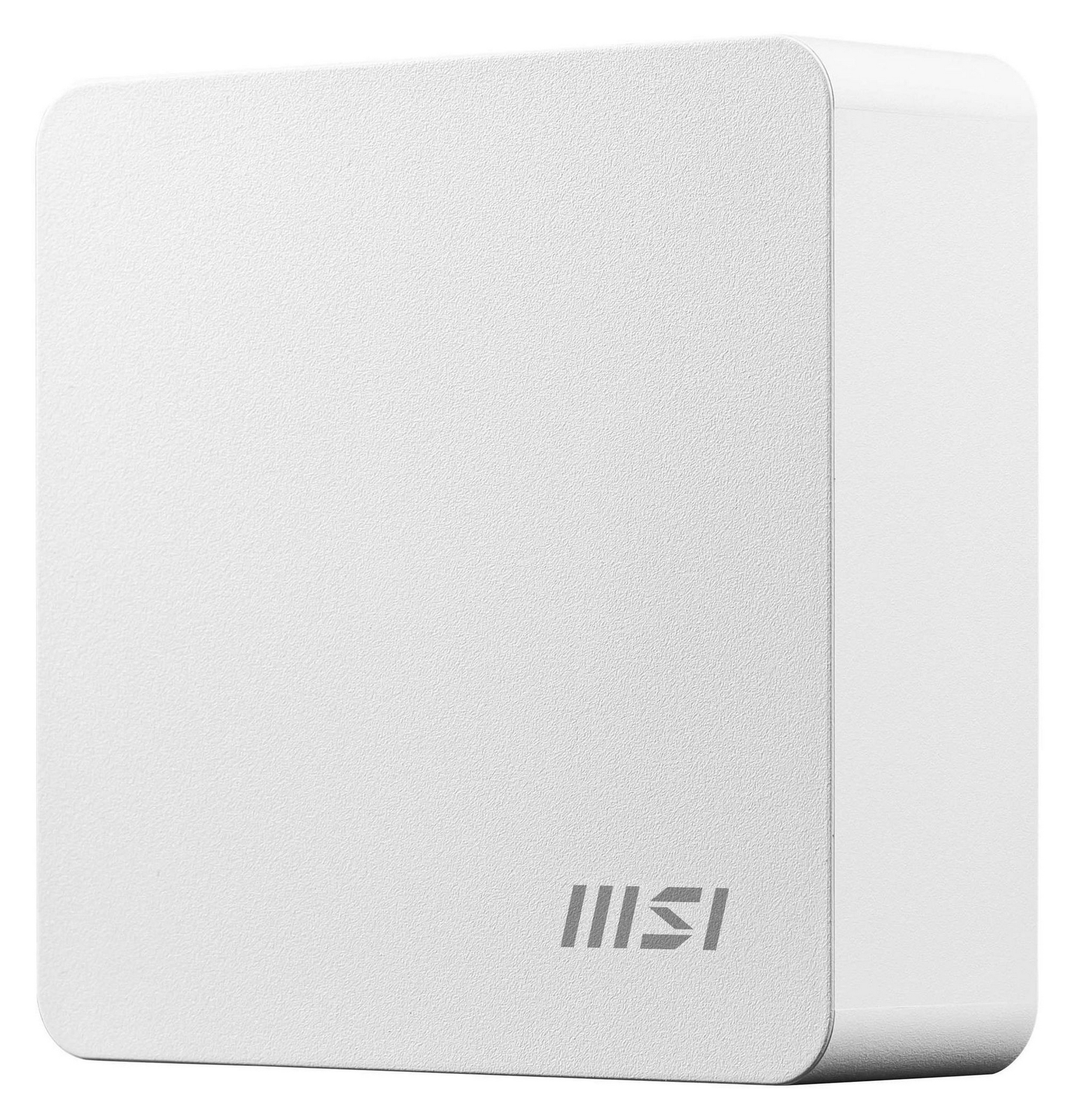 A white, rectangular device with rounded corners and a gray MSI logo.