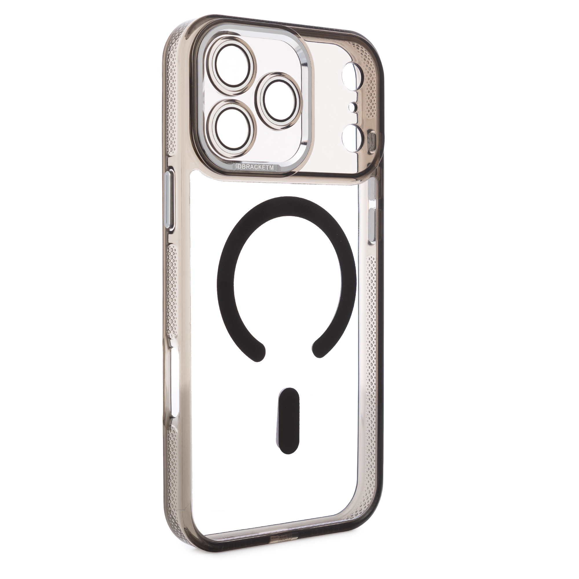 Custodia trasparente per telefono con ritaglio fotocamera e motivo cerchio/linea.