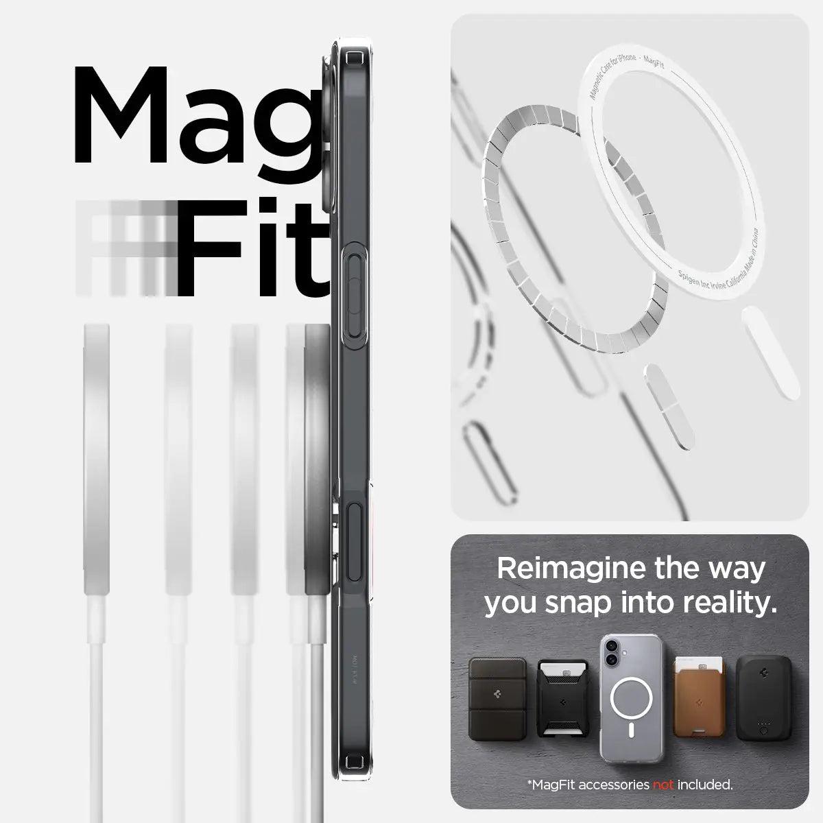 Custodia per iPhone con accessori MagFit e anelli magnetici.