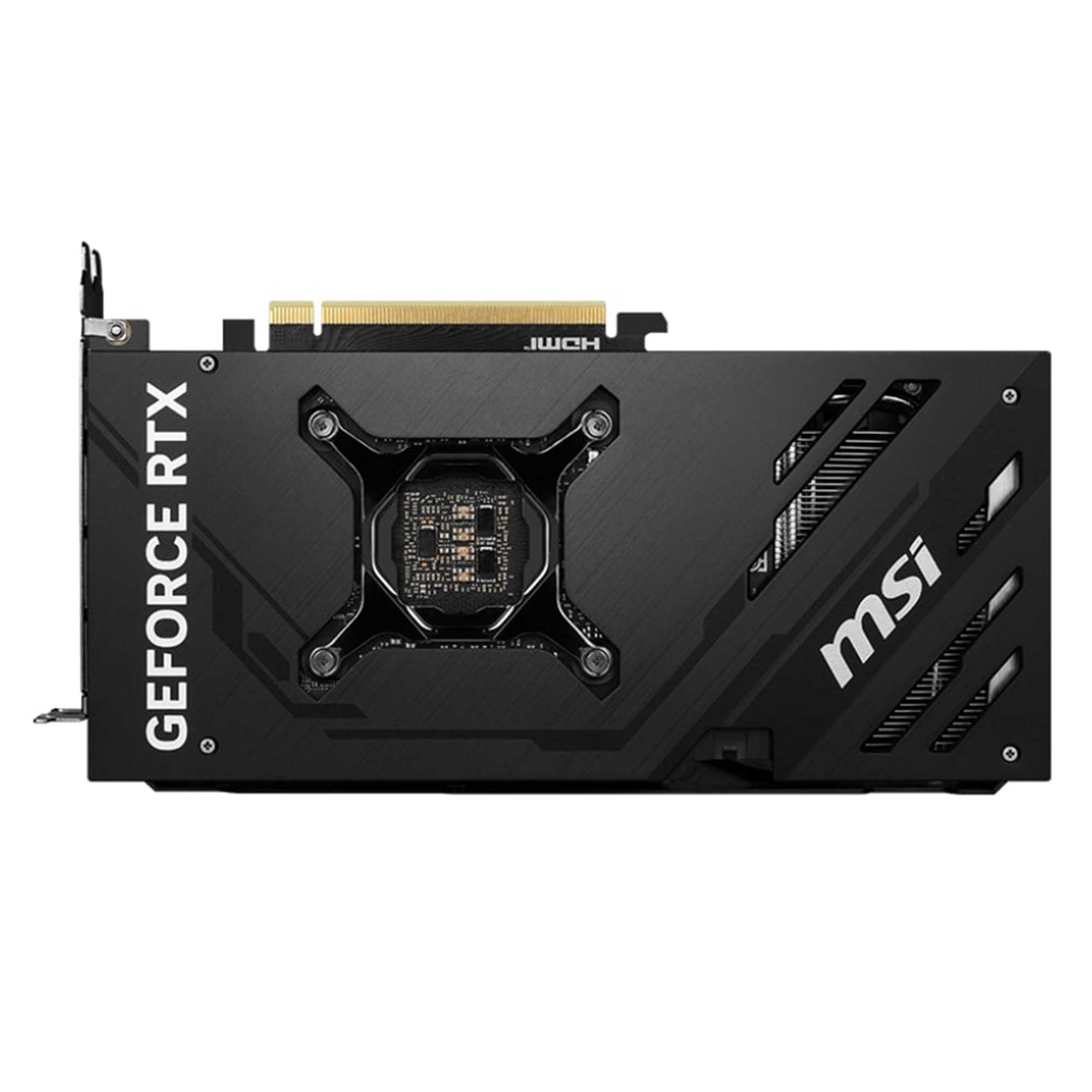 GeForce RTX ve MSI logolu siyah ekran kartı.