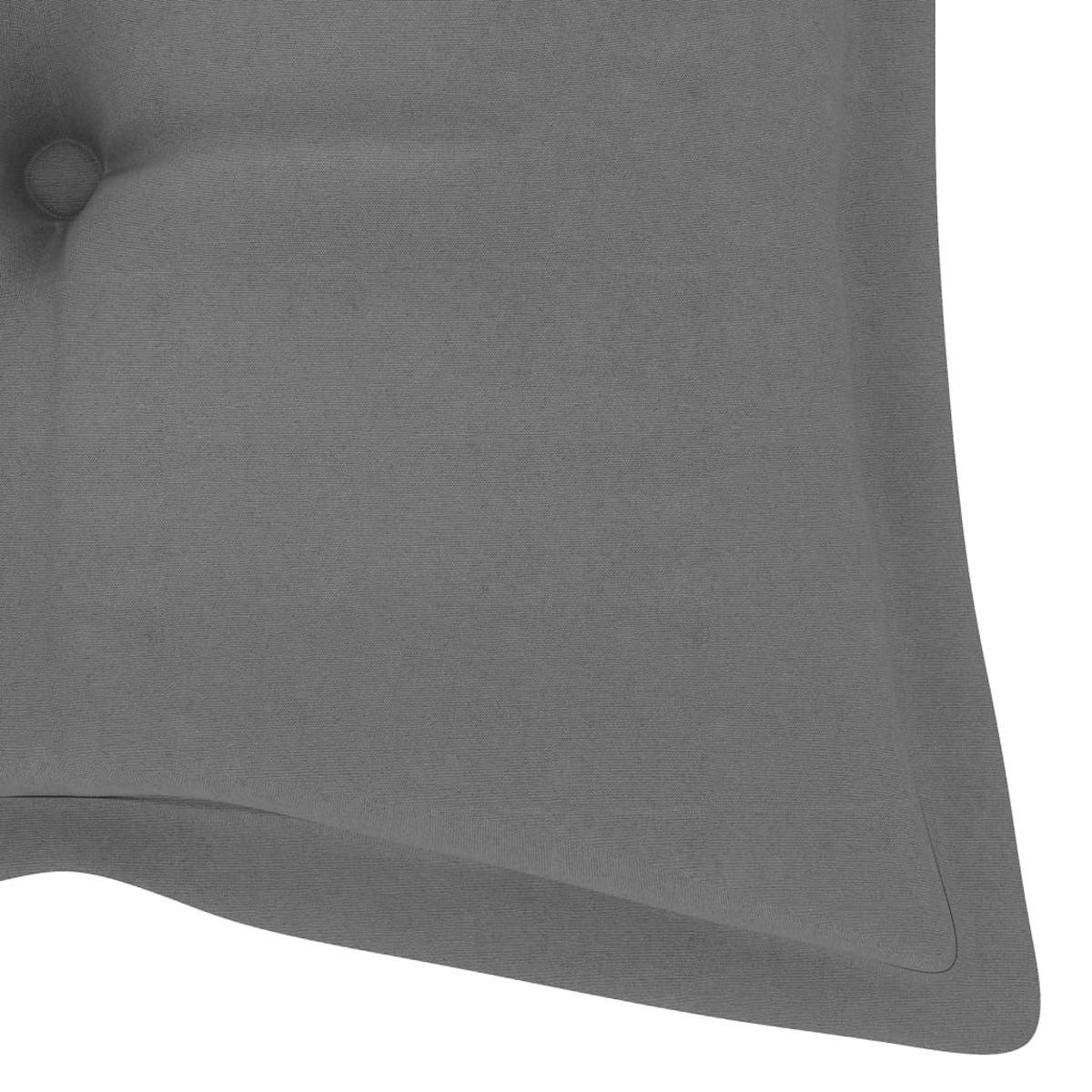 Graues Kissen mit Knopfdetail und Stofftextur.